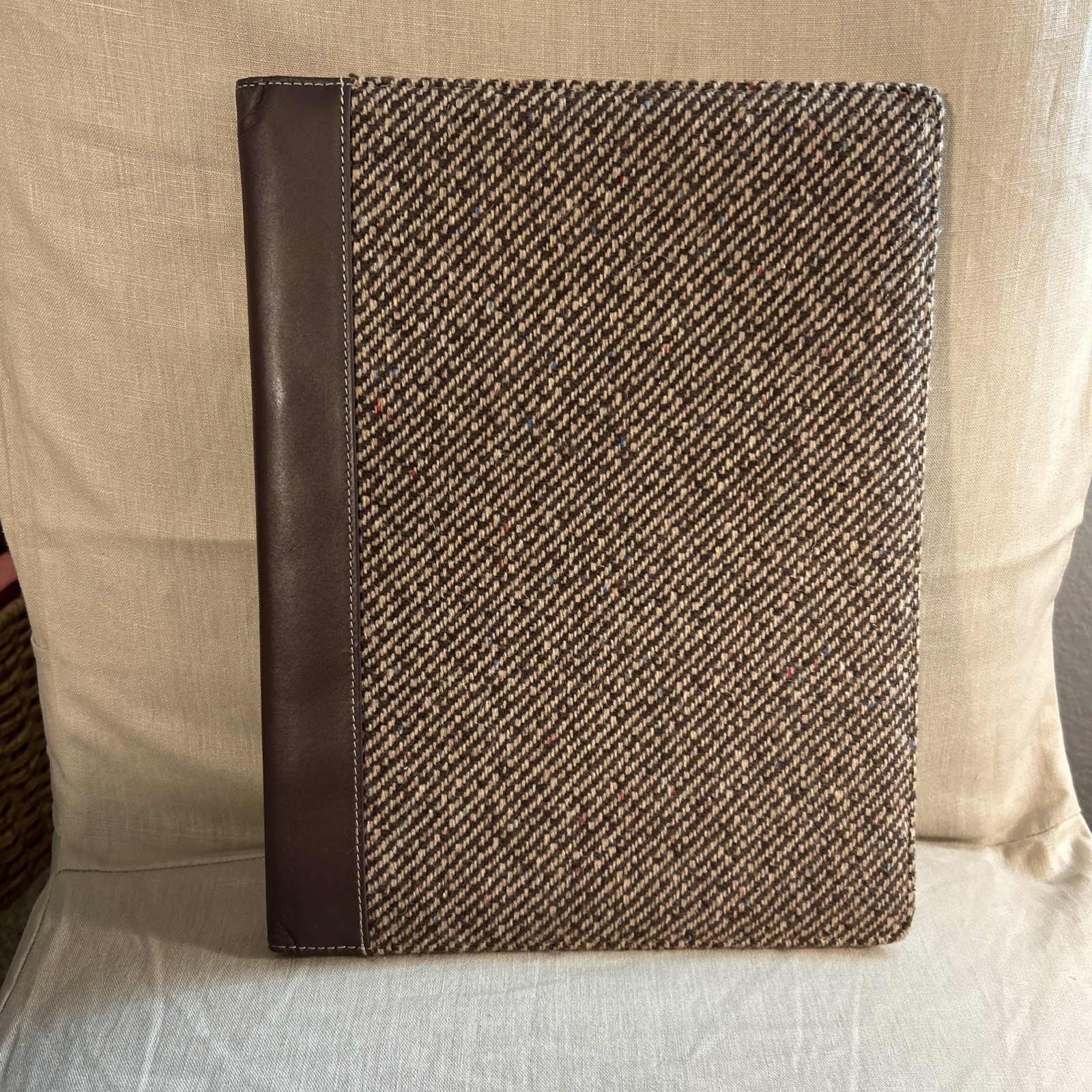 Vintage Buxton Brown Tweed Legal Pad Folio 12”x 9.5”
