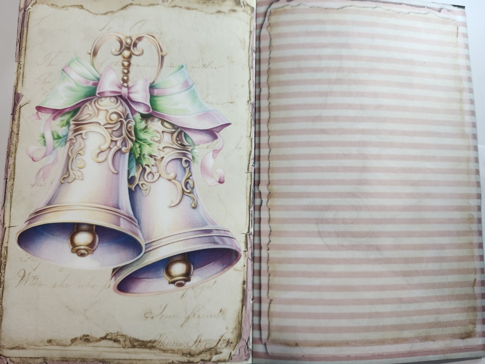 Junk Journal Booklet “PASTEL CHRISTMAS” Christmas Pink Holiday Ephemera, Cards+
