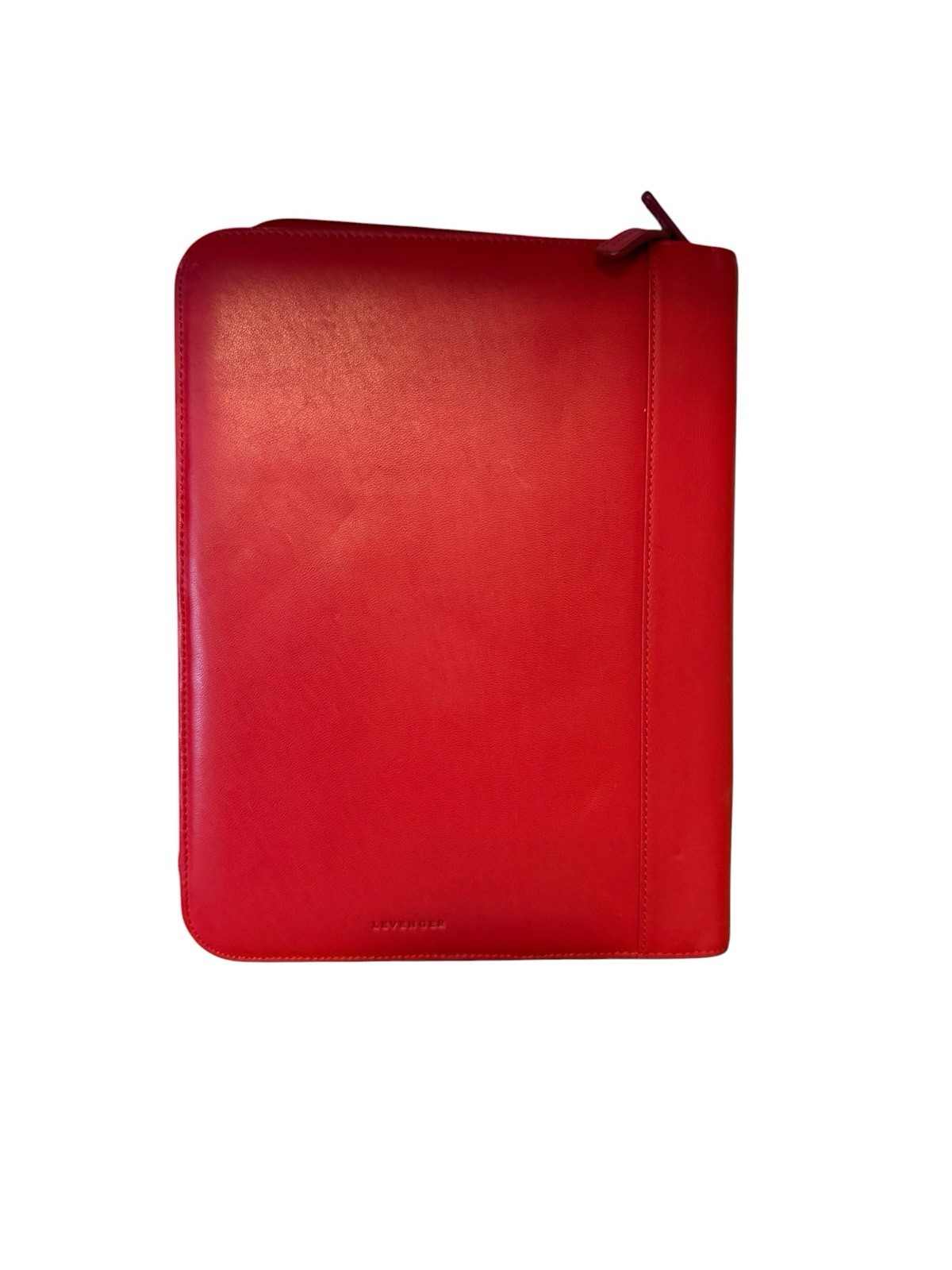 Levenger Red Leather Zip Around Portfolio Padfolio Organizer Letter Size EUC