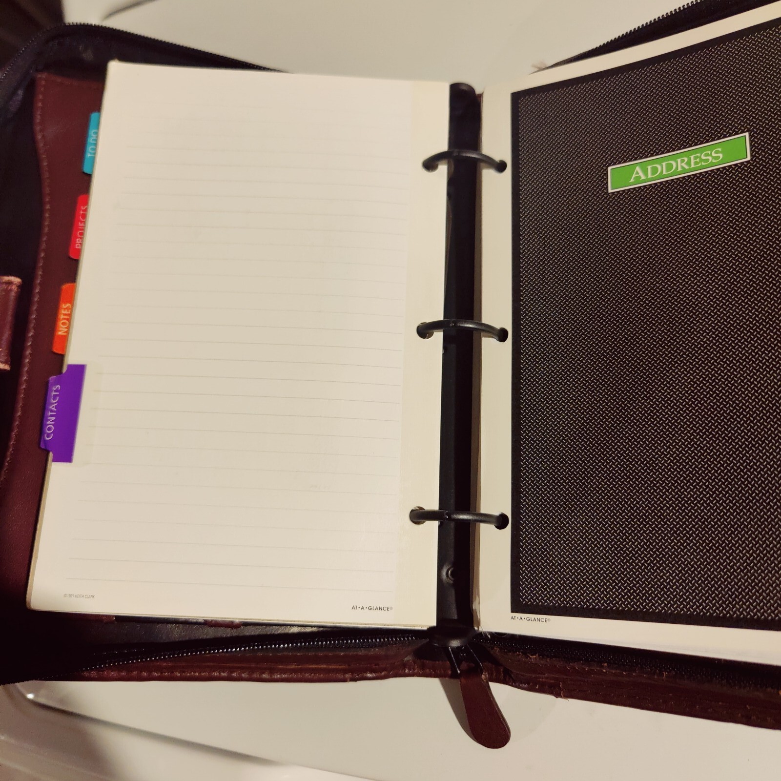 Blank* Vintage Day Planner Address Book Faux Leather Burgundy Time Systems