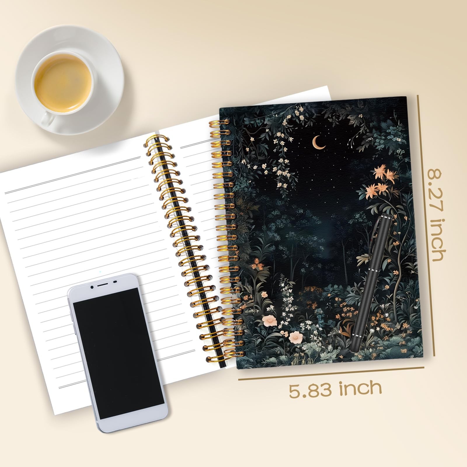 WARDOS Dark Cottagecore Moon Night Forest Notebook Journal 5.5×8.3, Forest-B