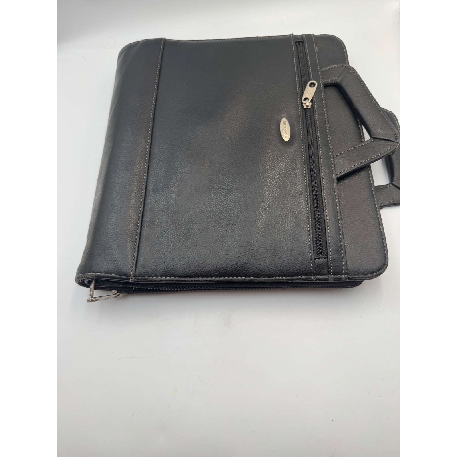 Samsonite Black Faux Leather 3 Ring Binder Portfolio Briefcase with Calculator