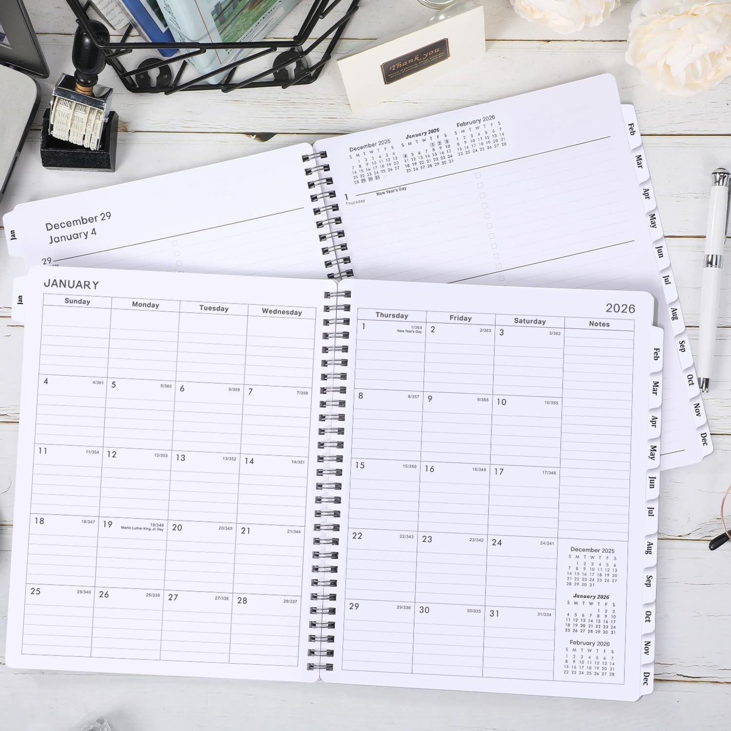 Stylish 2026 Planner – 8″x10″, Waterproof Cover & Comprehensive Monthly Planning