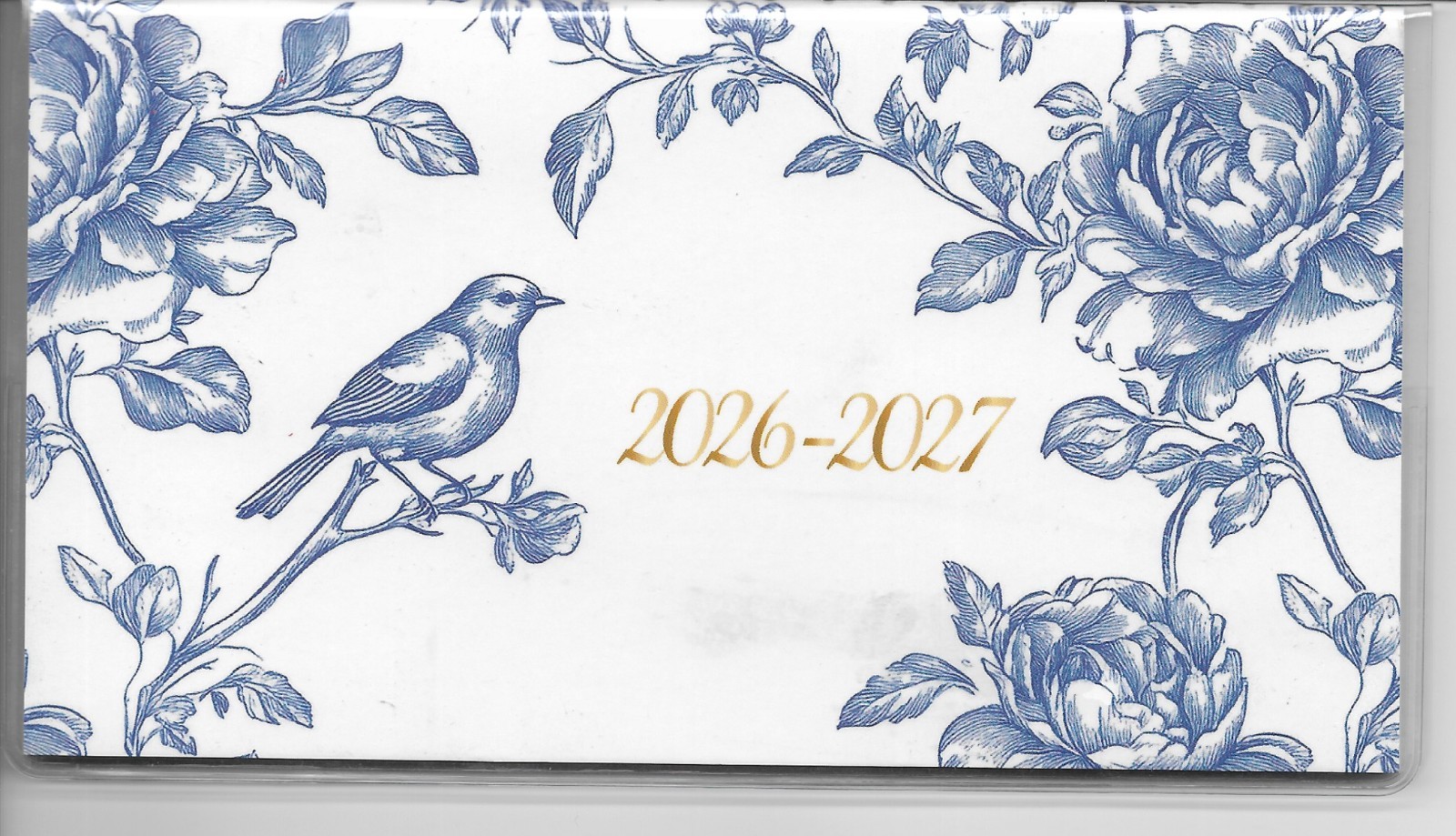 Pocket Calendar 2026-2027 -Two Year Monthly Planner BLUE & WHITE BIRD