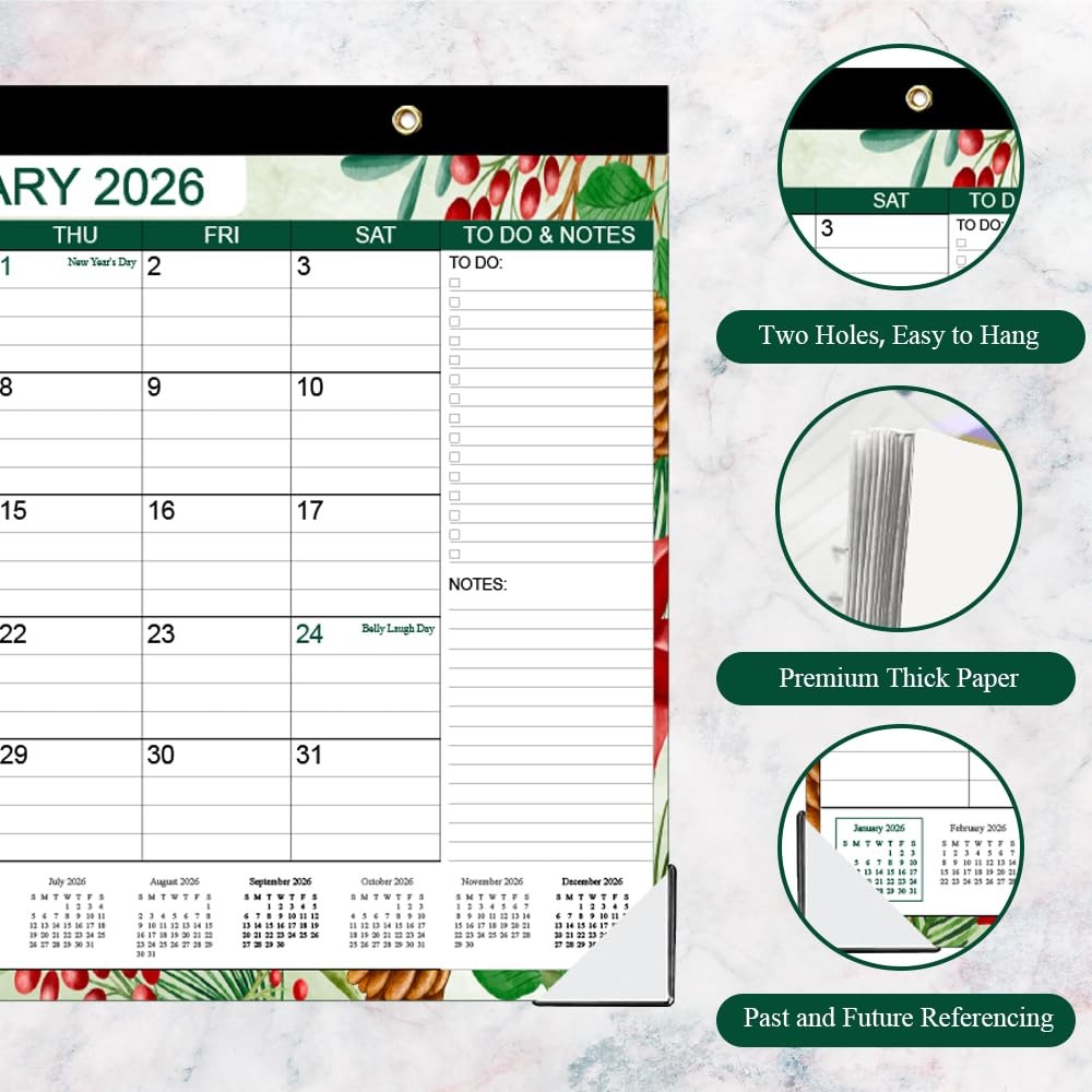 Desk Calendar 2026-2027, Runs Apr 2026 to Jun 2027, 17″ x 12″, Floral
