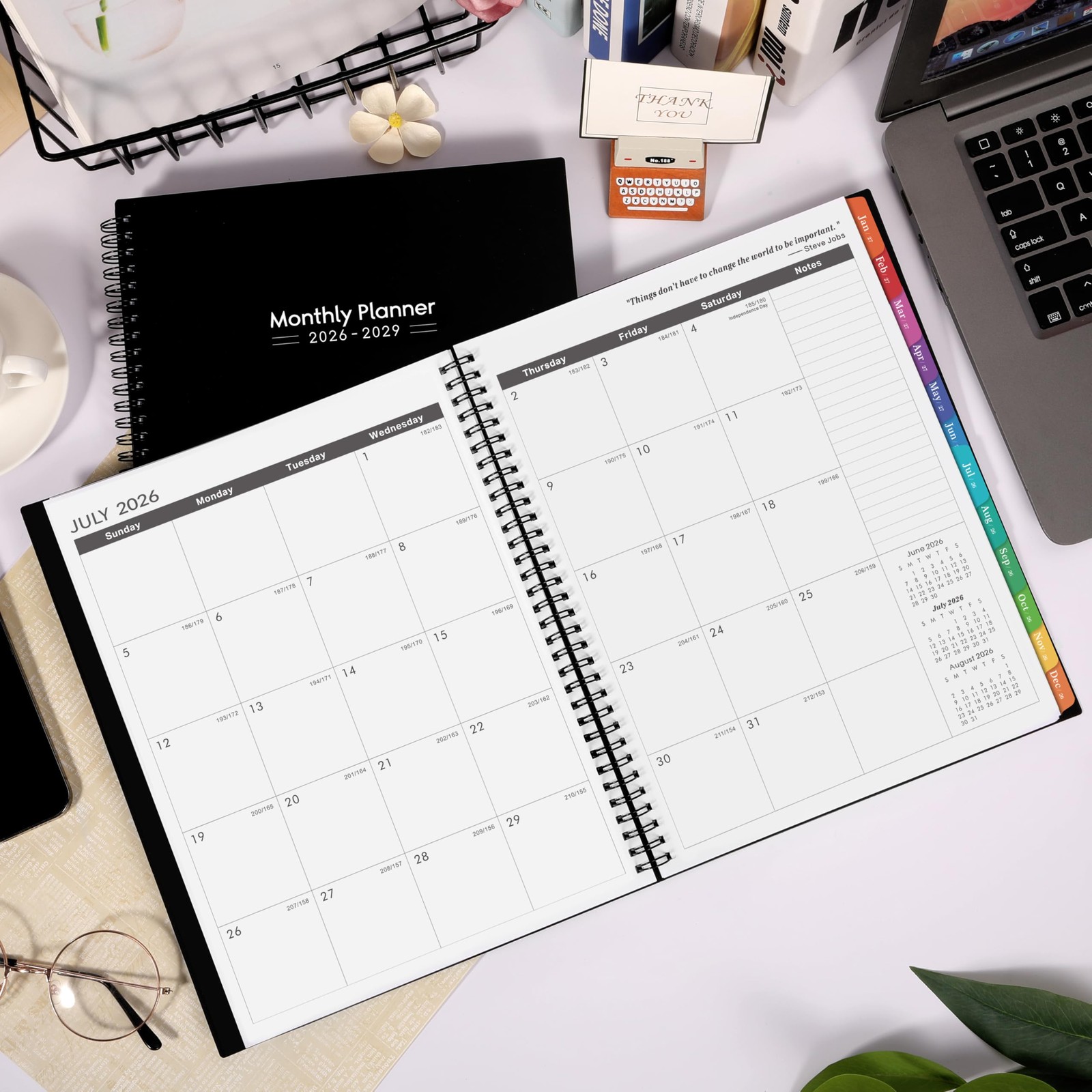 2026-2029 Monthly Planner – 3 Year 9″ x 11″, Black：3