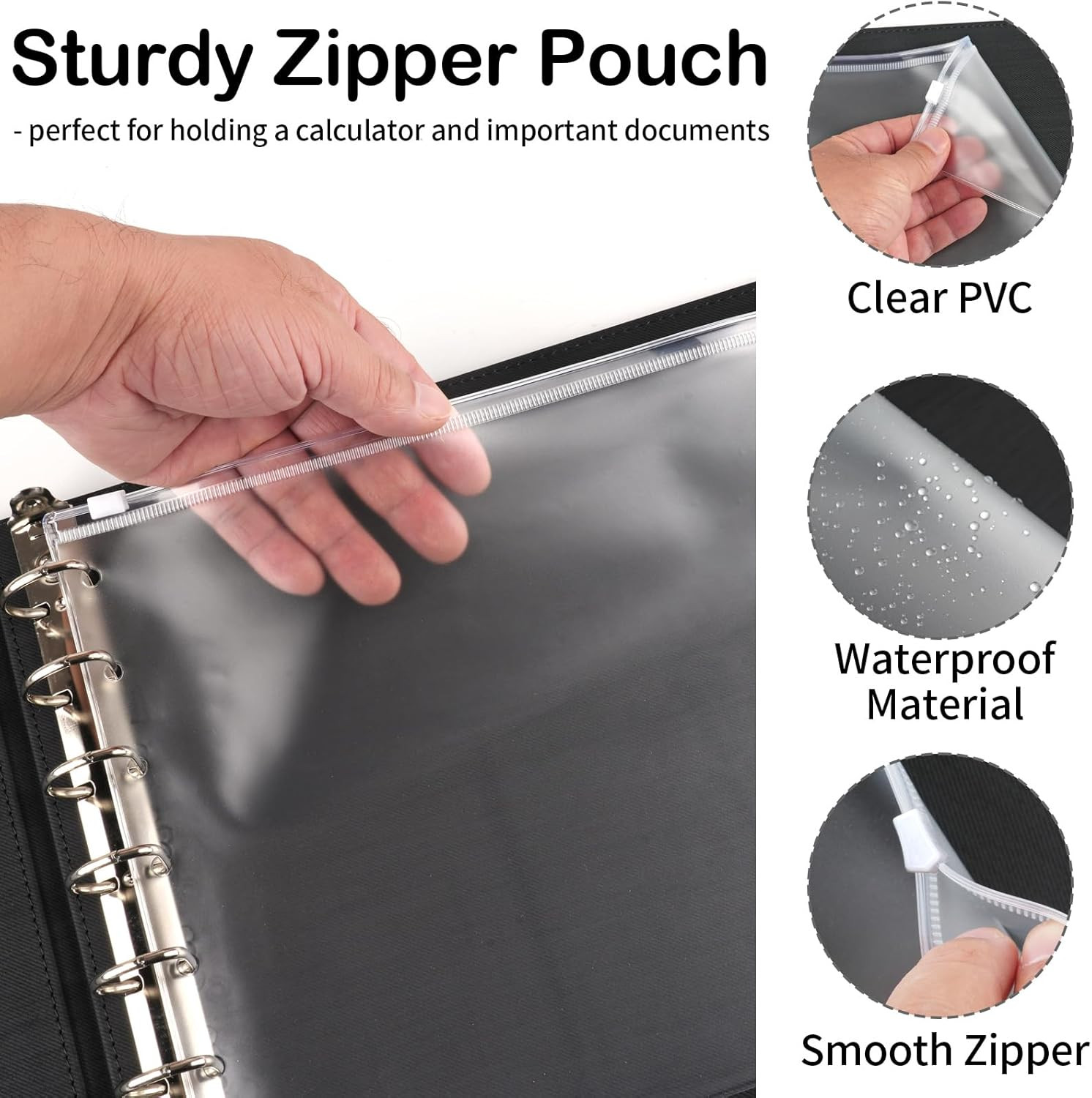 Professional Check Binder 7 Ring PU Leather 3 on a Page Business Checks w/Zipper