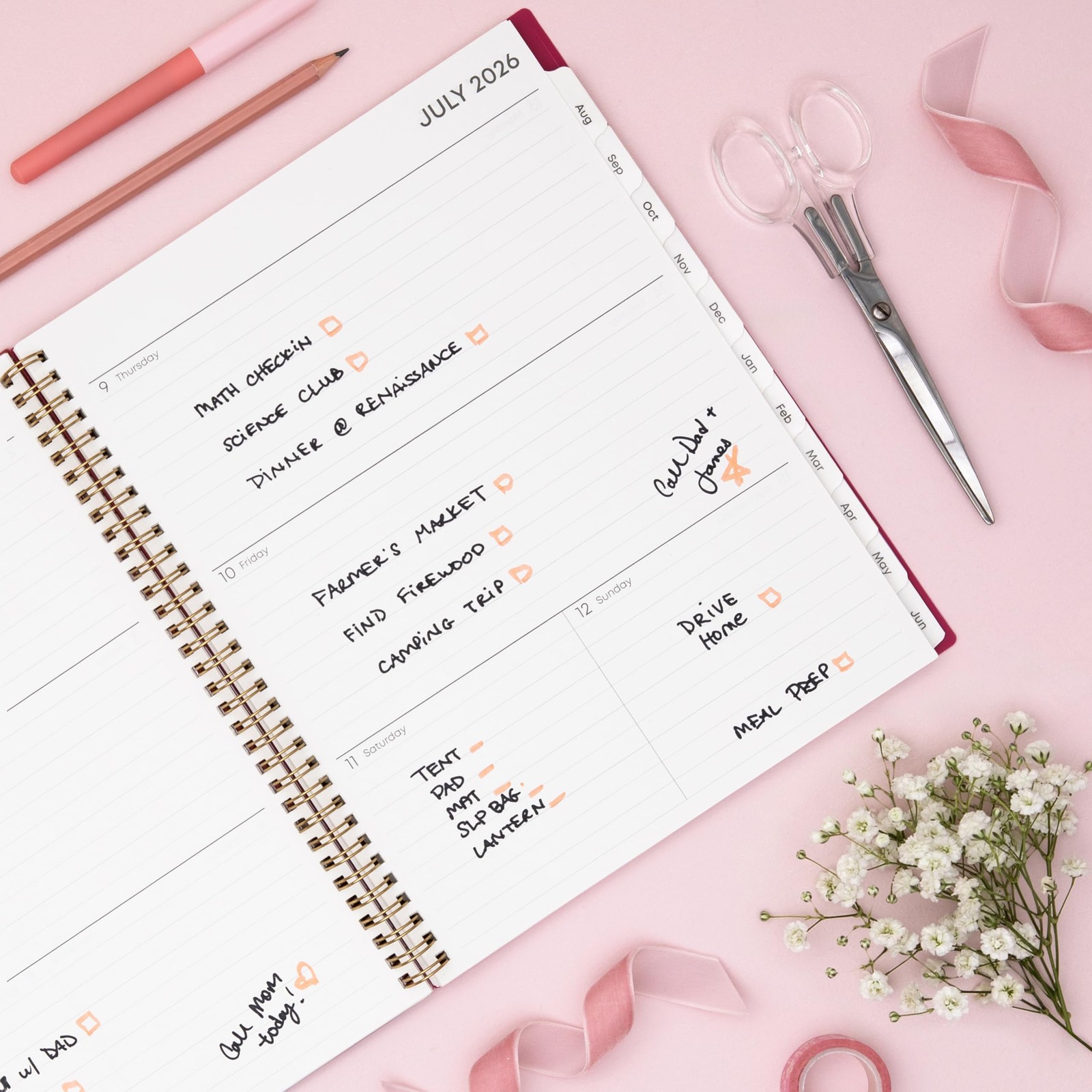 2026 2027 Weekly Monthly Planner Calendar Academic Year 8.5 x 11 Flexible Cover