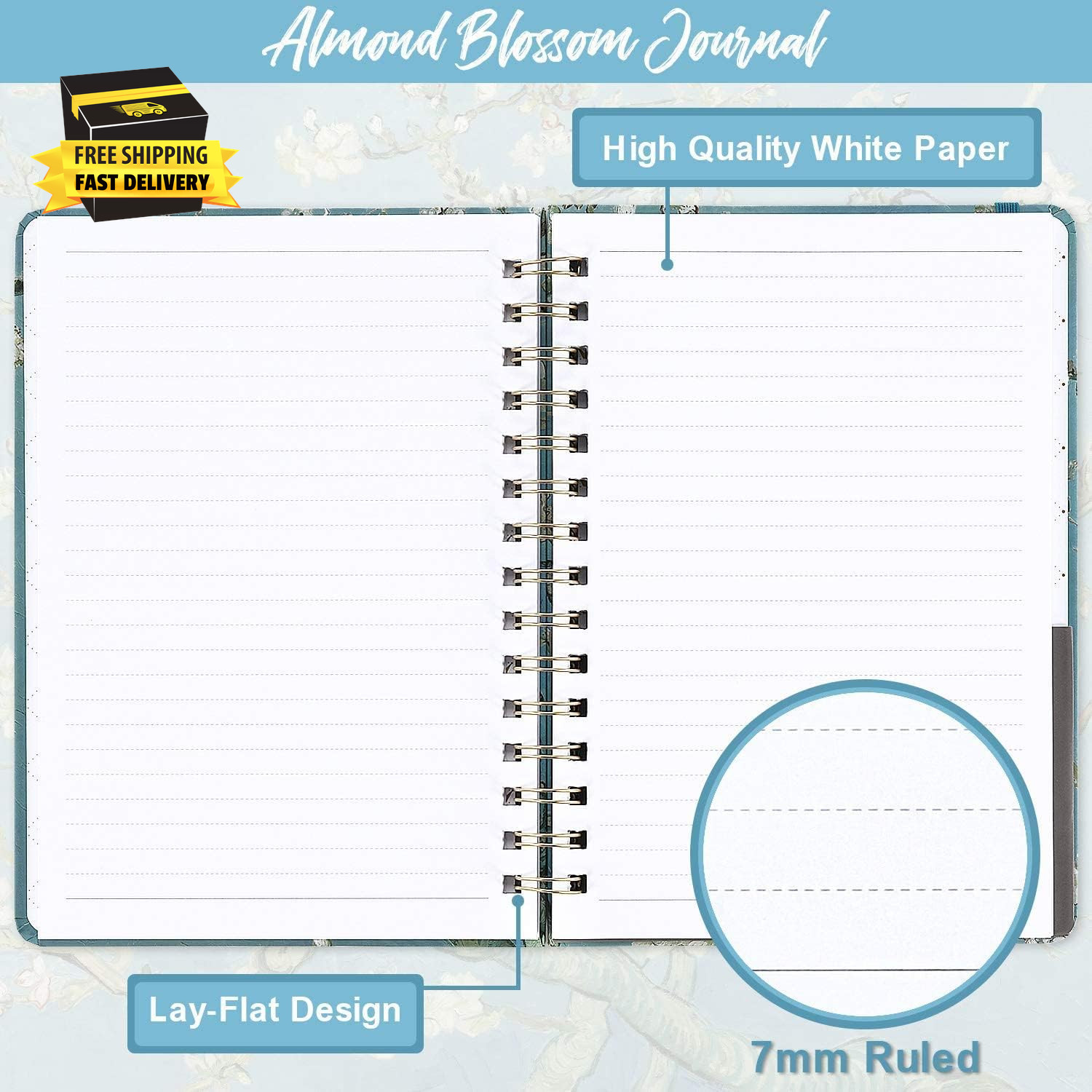Ruled Notebook/Journal – Lined Journal with Premium Thick Paper, 8.5″ X 6.4″, Co