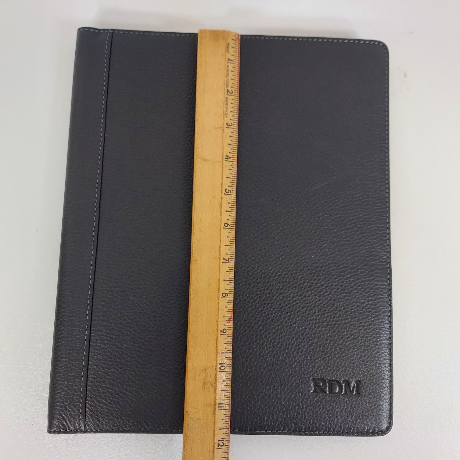 Set/2 LEVENGER Leather/Plaid Executive Portfolio Document Organizer Monogrammed