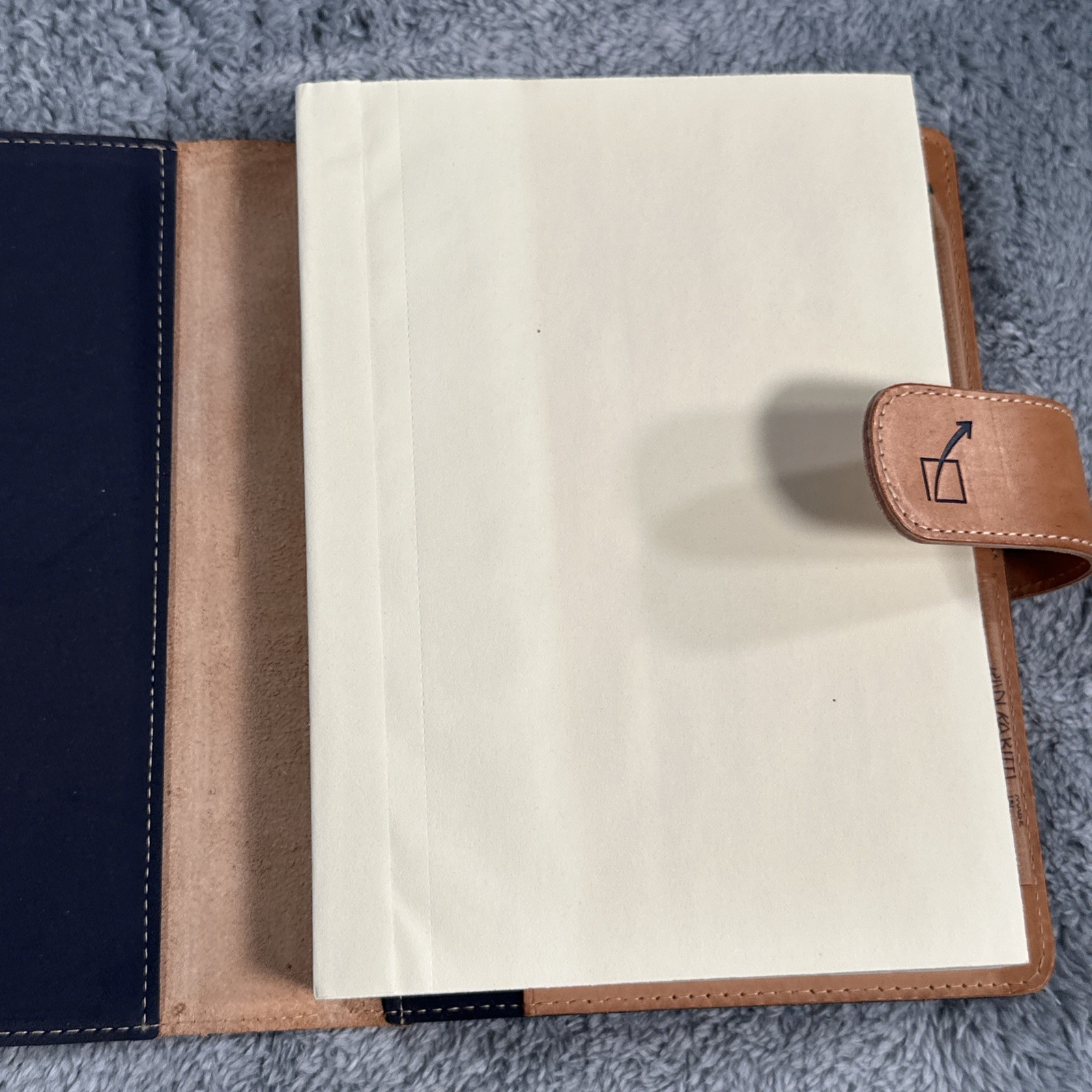 RUDI RABITTI Leather Notebook Padfolio Italy Journal Book W/ Pencil Blue