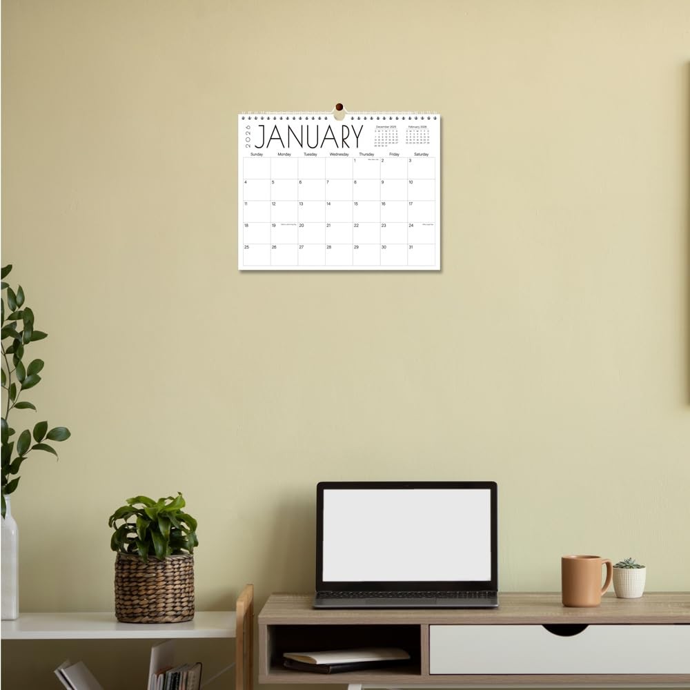 Calendar 2026 – Wall from Janaury 8.5″ x 11″ Wall, Black-Large-Word