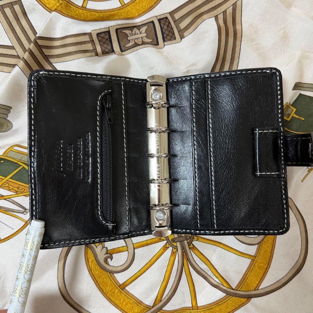 Filofax Malden M5 Pocket Slim Leather Organizer Black Japan Used