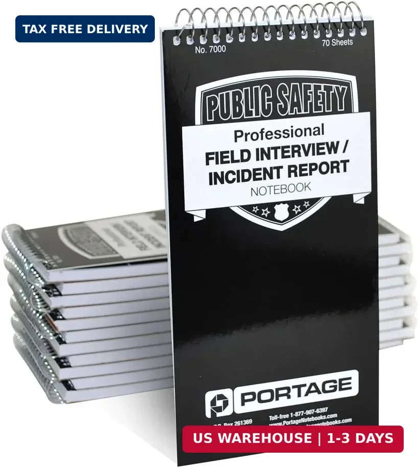 Public Safety Notebook – Spiral Notebook, Notepad, Writing Pad with Template for
