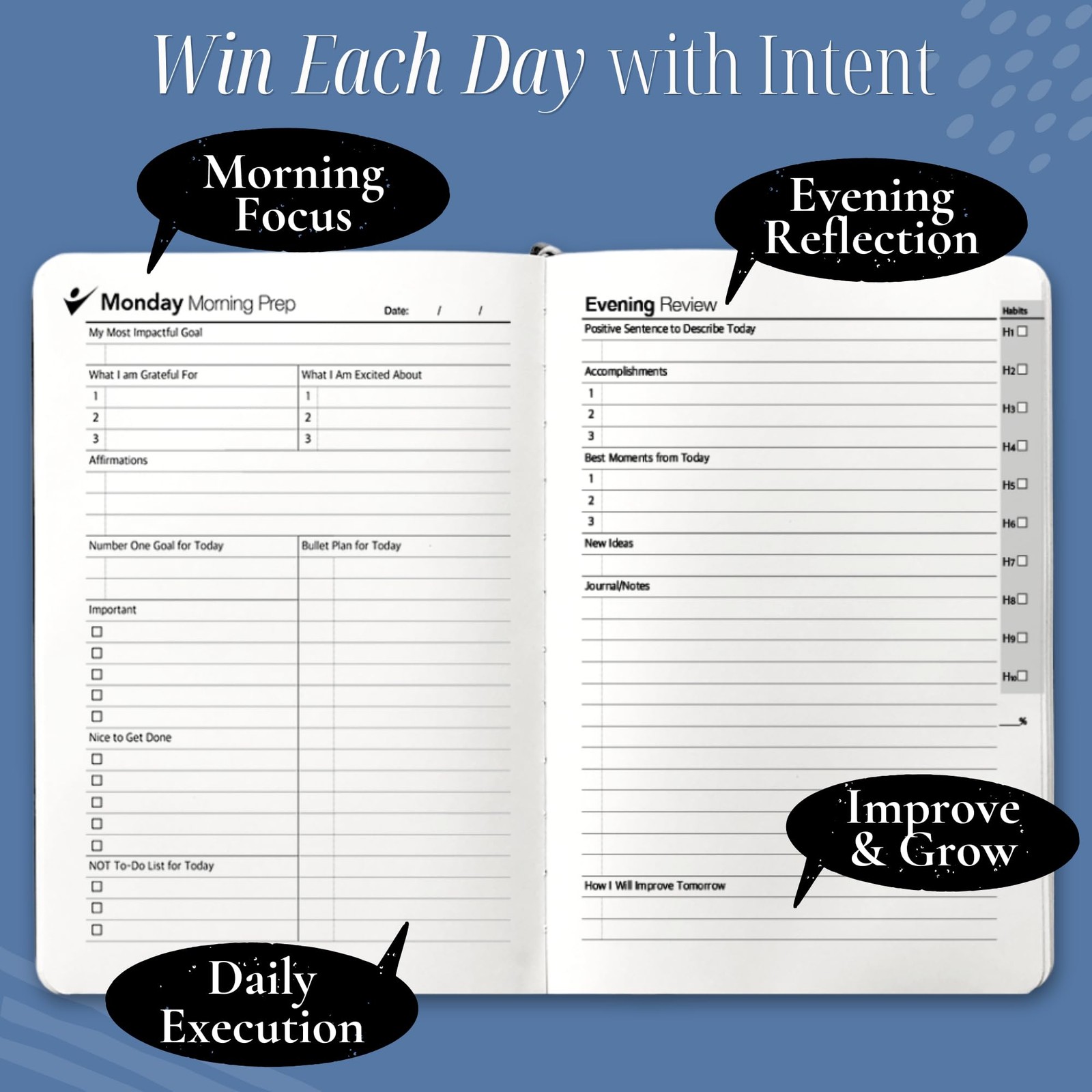 Undated Daily Planner to Achieve Your Goals – 90 Day Guided Journal & Product…