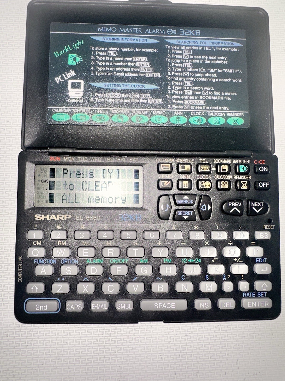 Sharp EL-6660 Memo Master 32kb Electronic Organizer Works