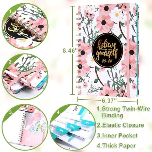 2025 Weekly & Monthly Planner with Tabs, Hardcover, 6.4″x8.5″, Jan-Dec 2025