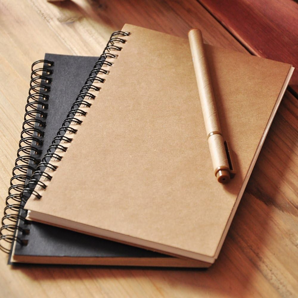 Soft Cover Spiral Notebook Journal 2-Pack, Blank Sketch Book Pad, Wirebound M…