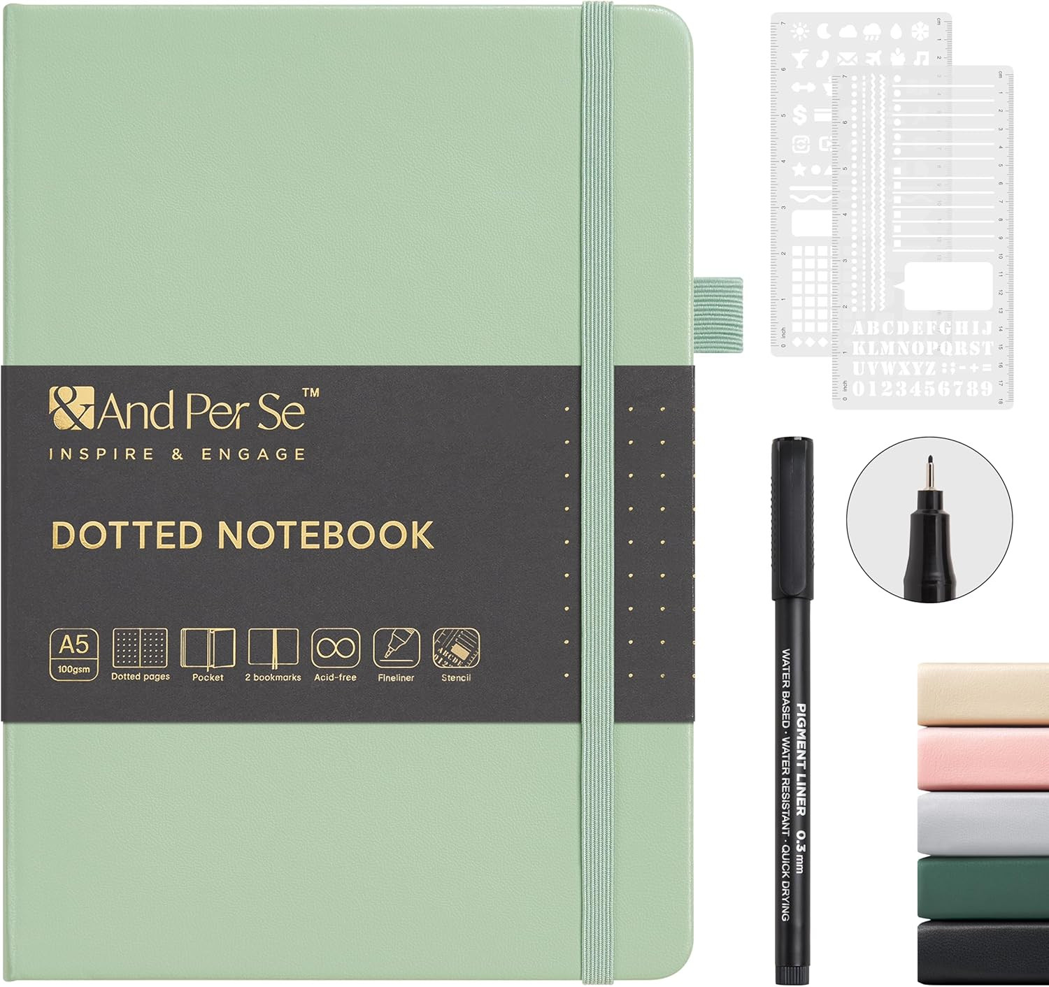 Bullet Dotted Journal Notebook, A5 Leather Hardcover, 176 Numbered Pages 100GSM