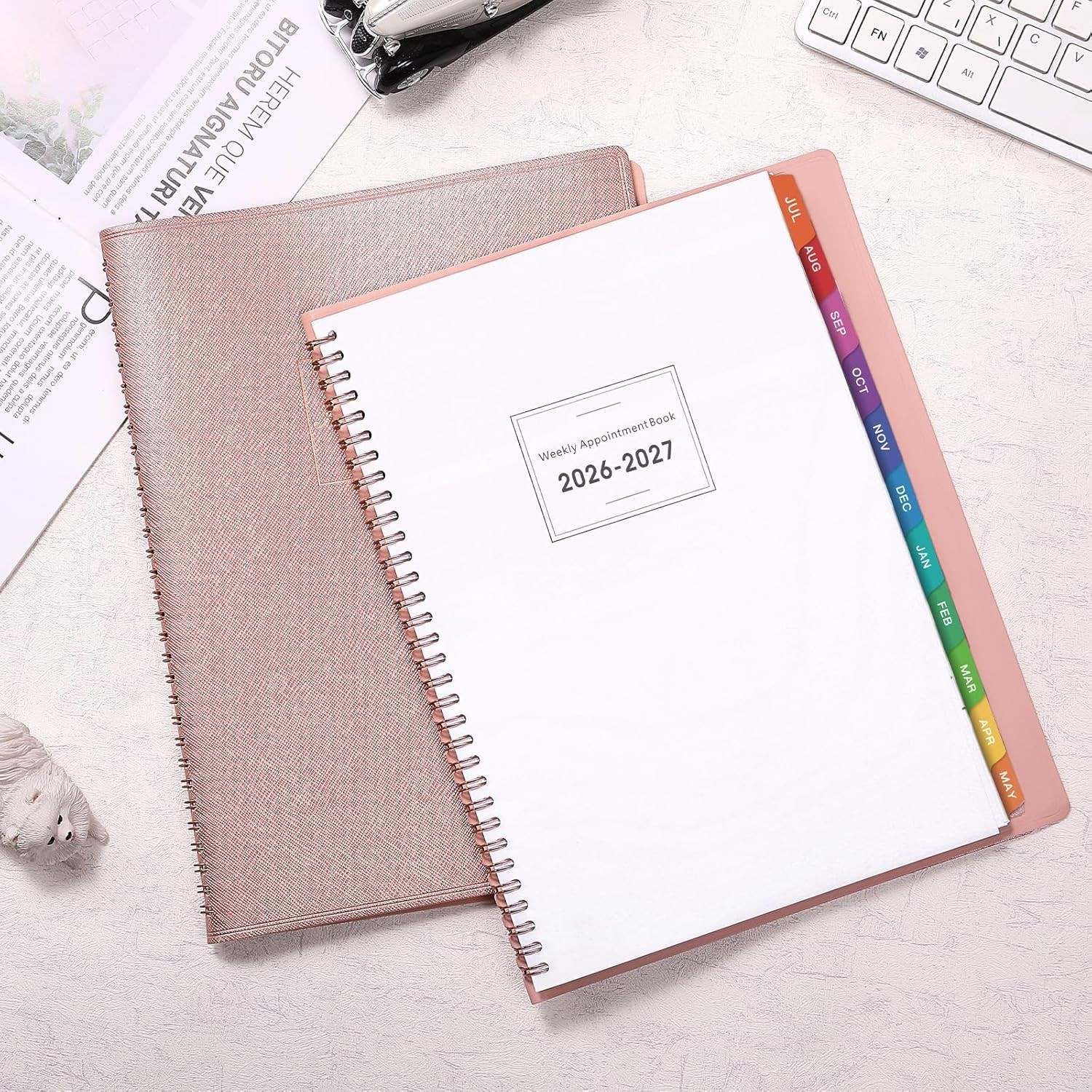 Elegant Rose Gold Hourly Appointment Planner 2026-2027 – Spiral Bound Design