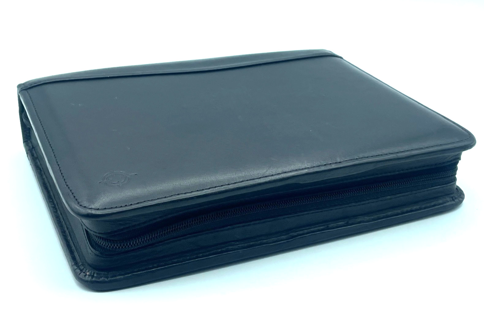 Vtg Franklin Covey 7 Ring Nappa Black Leather Zip Binder Style#CL 12215 inserts