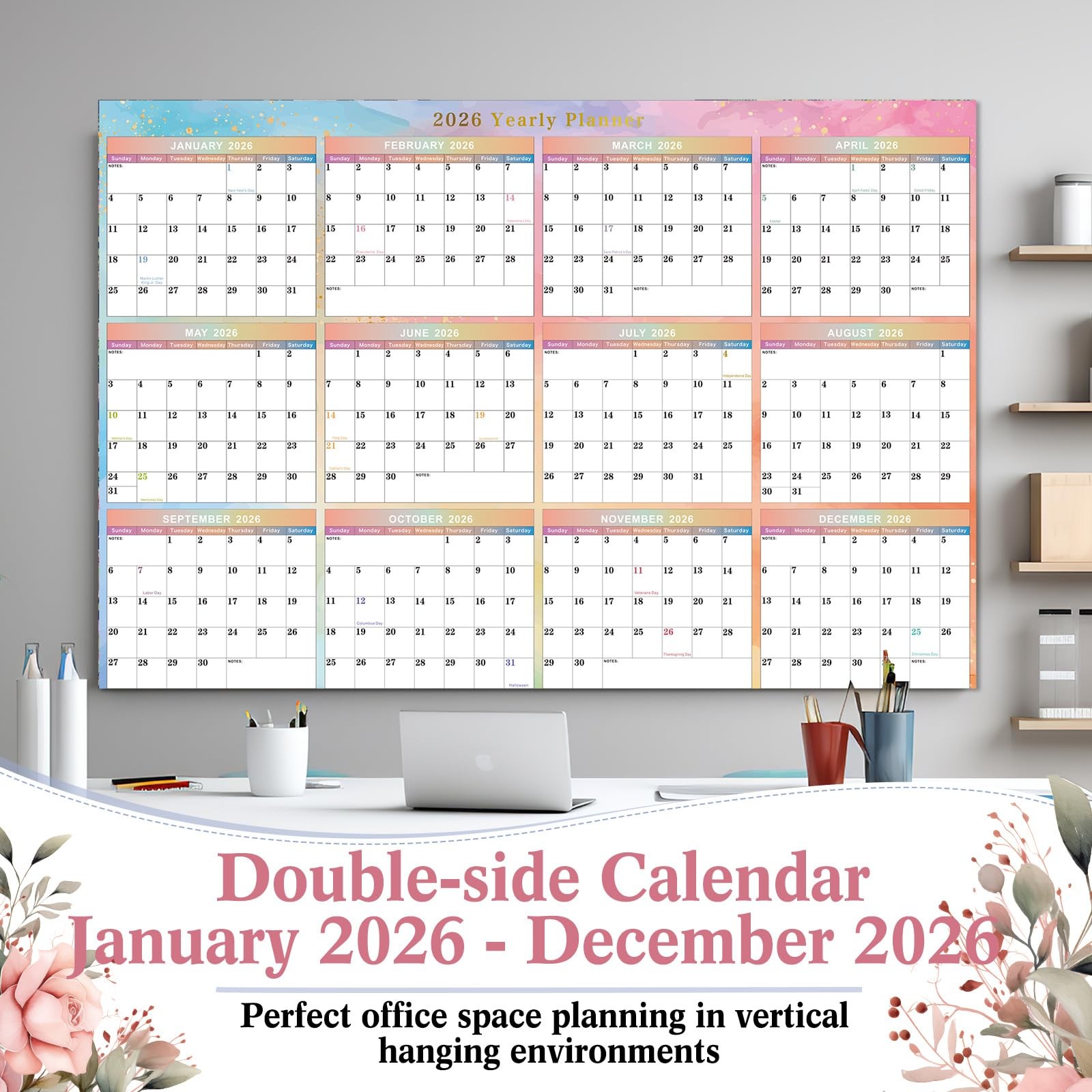 Humyoun 2026 Wall Calendar 32″ x 48″ Dry 32 x 48 x 0.04 inches, colorful