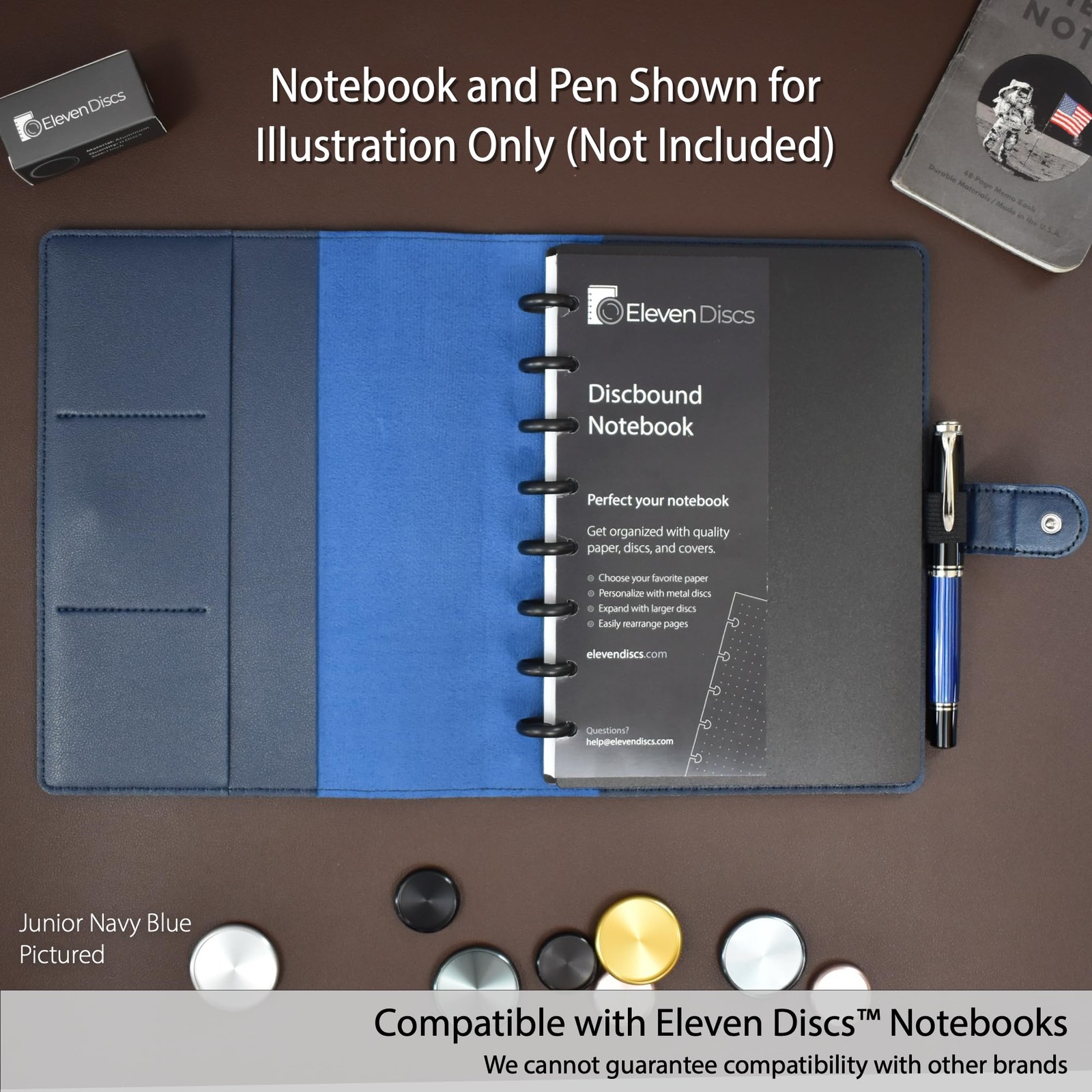 Eleven Discs™ Premium Faux Leather Discbound Notebook Folio Junior, Black