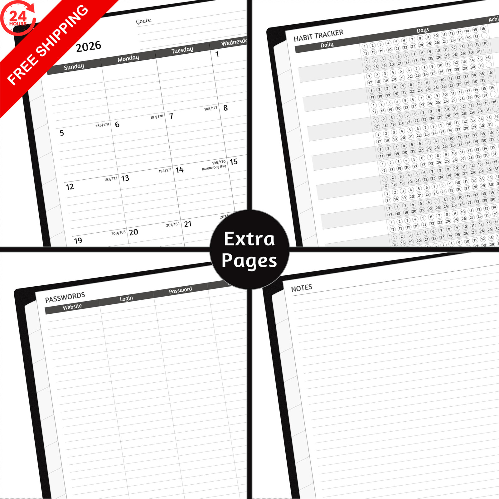 Monthly Planner 2026-2029, 36 Months Calendar 2026-2029 8.5” x 11”