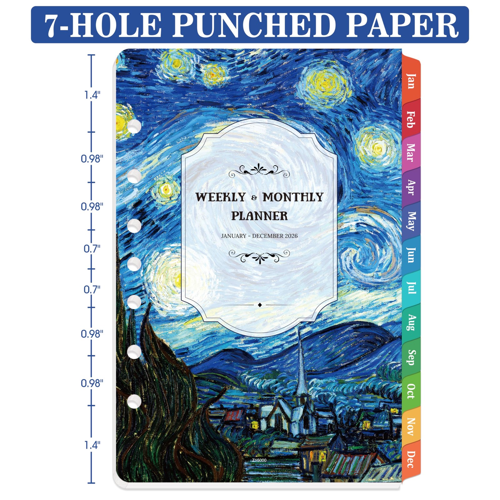 2026 Planner Refills – Jan. 2026 – Dec. 2026, 7 Holes, Planner Refills 2026, 5.5