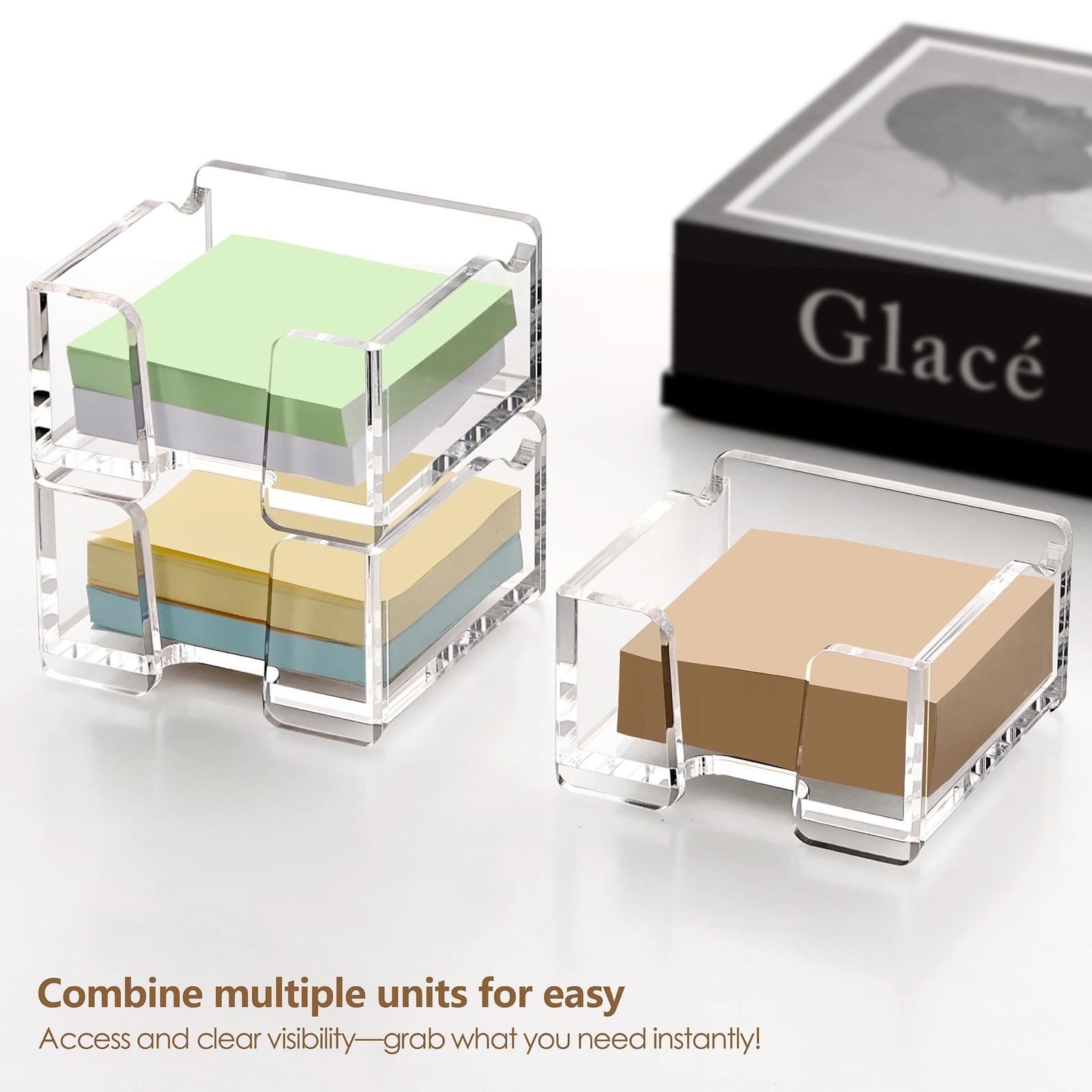 SANRUI Acrylic Sticky Note Holder , for Post-it Pad Transparent