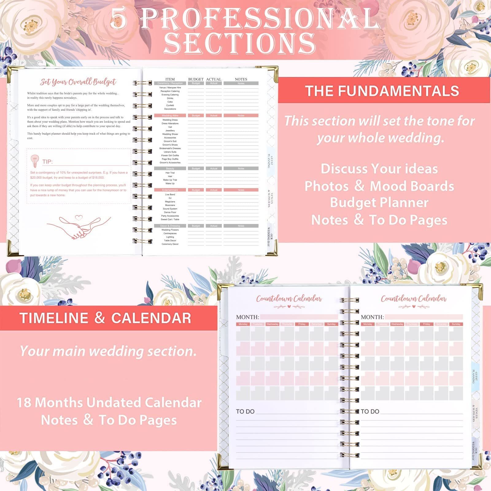 Wedding Planner and Organizer Book Engagement Gift Hardcover for Couples Brides
