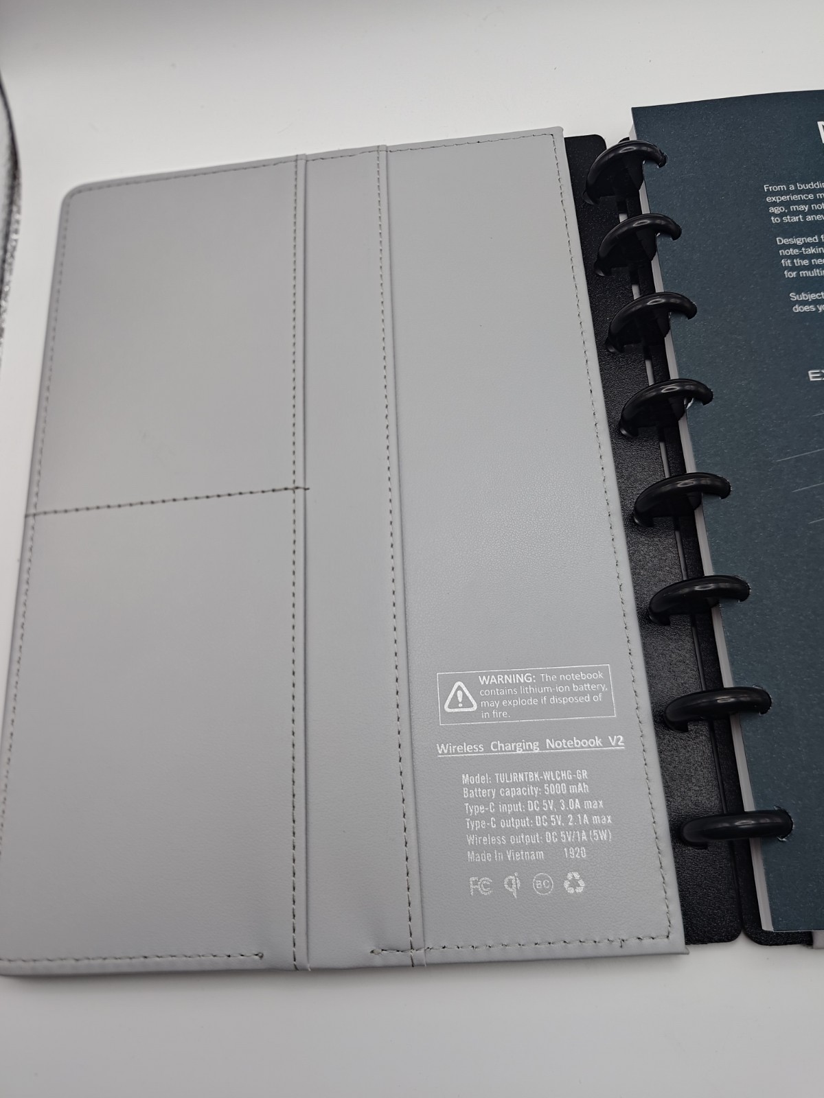 Grey TUL Charging Notebook V2 Now Open Box With Box Wireless Charging
