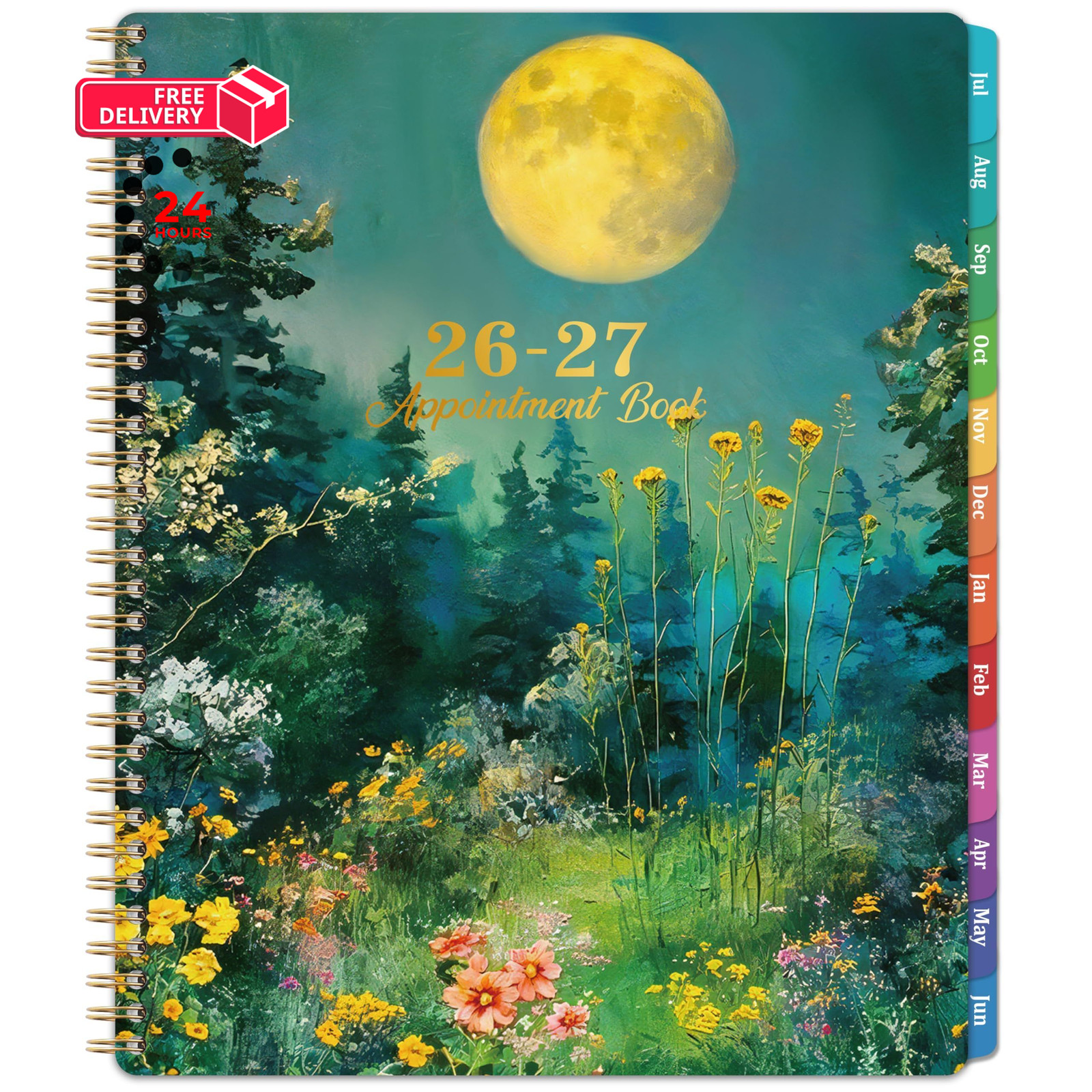 Appointment Book 2026-2027 – Daily Hourly Planner, July A4, Green