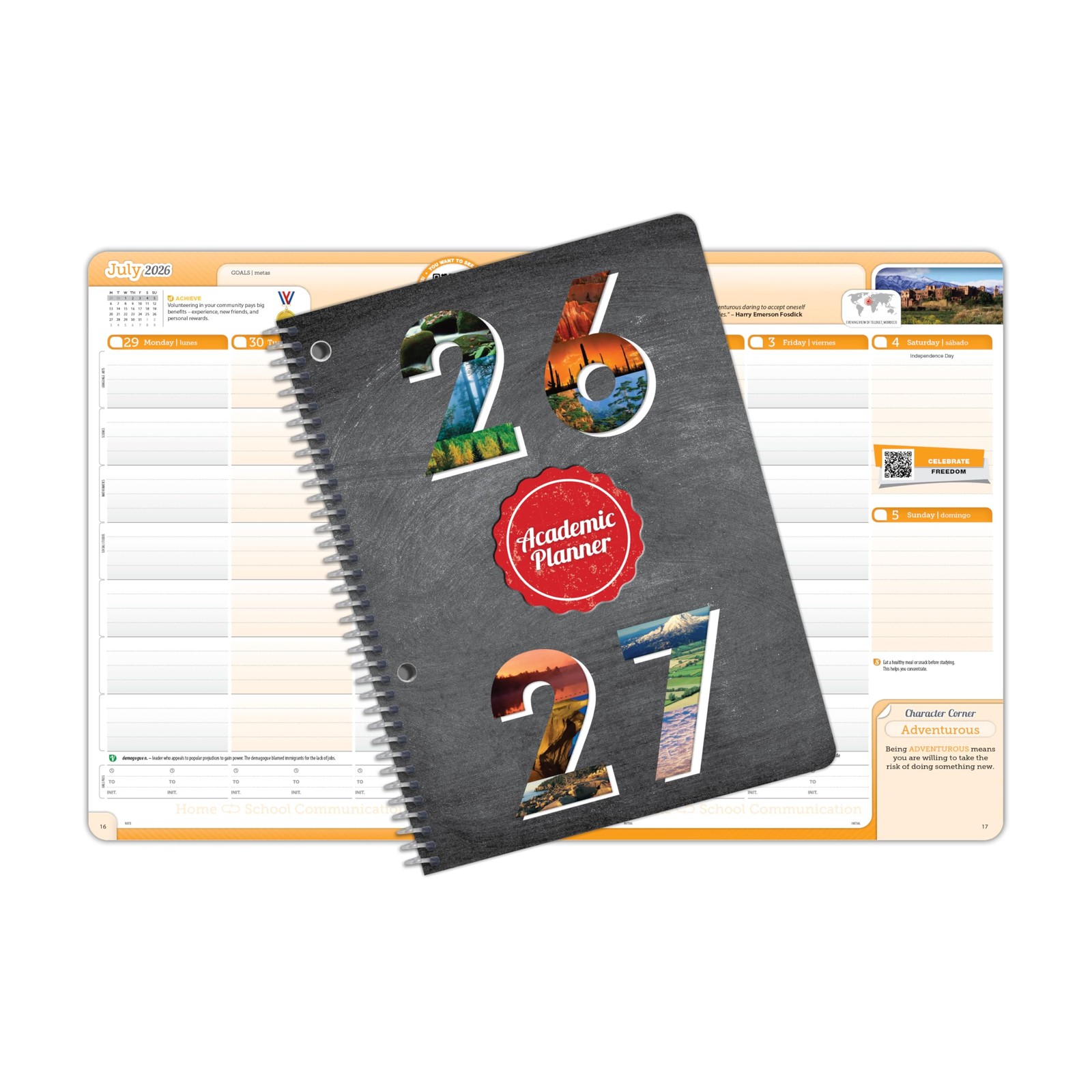 2026 Middle & High School Weekly Planner with Medium (6.625″ x 9″), Grey