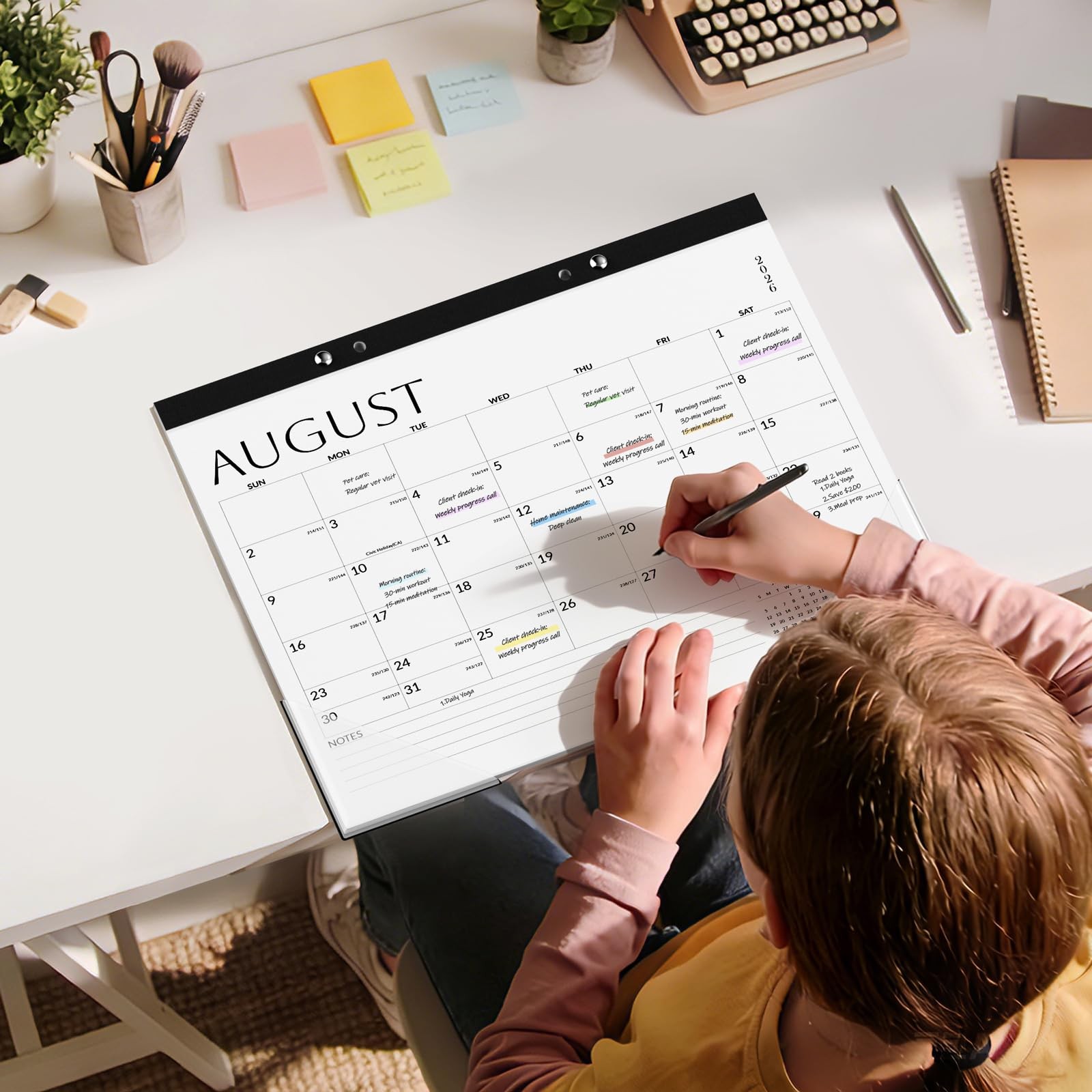 SUNEE Desk Calendar 2026-2027 17×12, 18 Months, Jul. 2026 – Dec. 2027, White