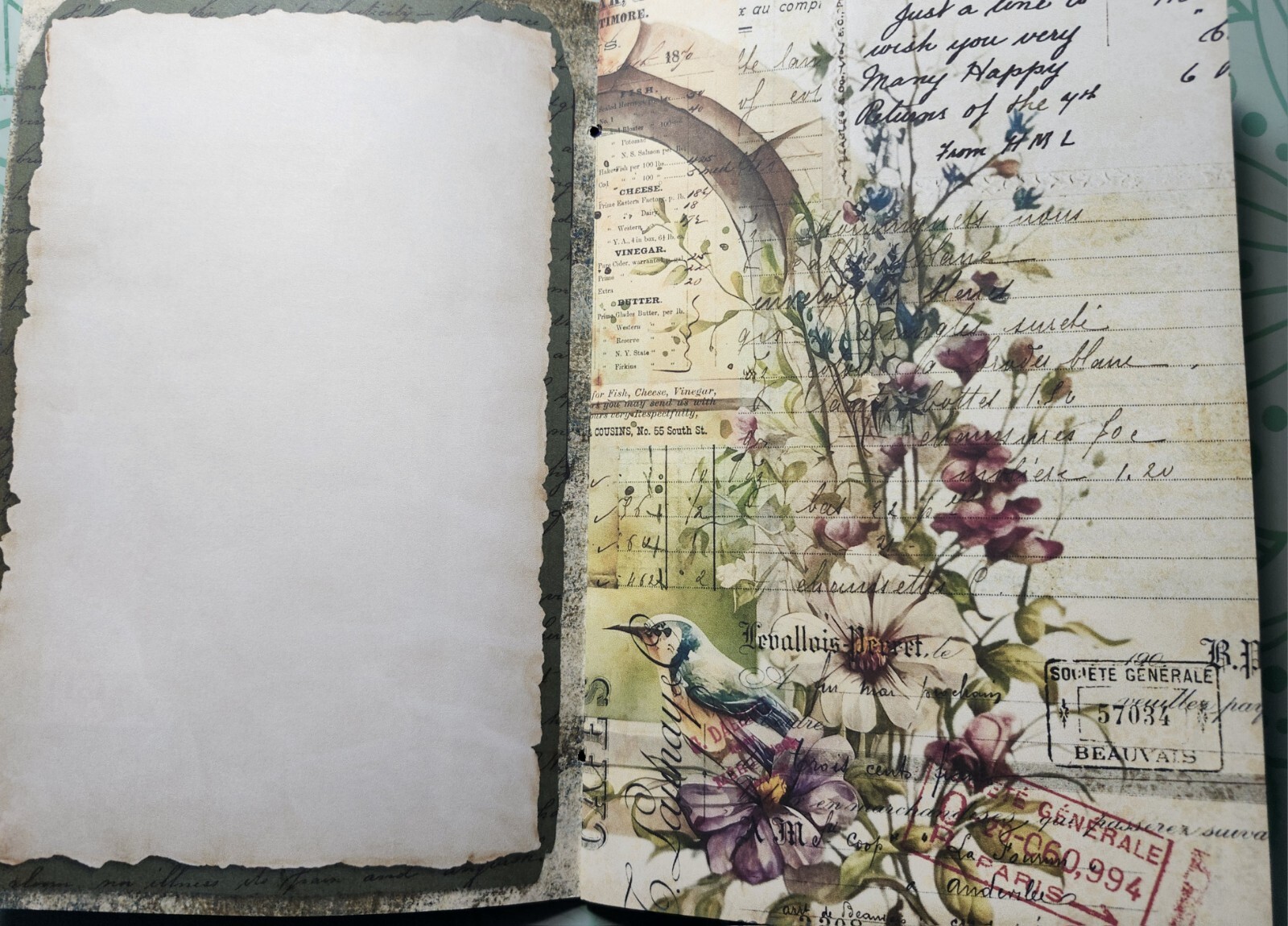 Junk Journal BOOKLET “FLORAL WINDOWS 2” HANDMADE Flowers, European Architecture
