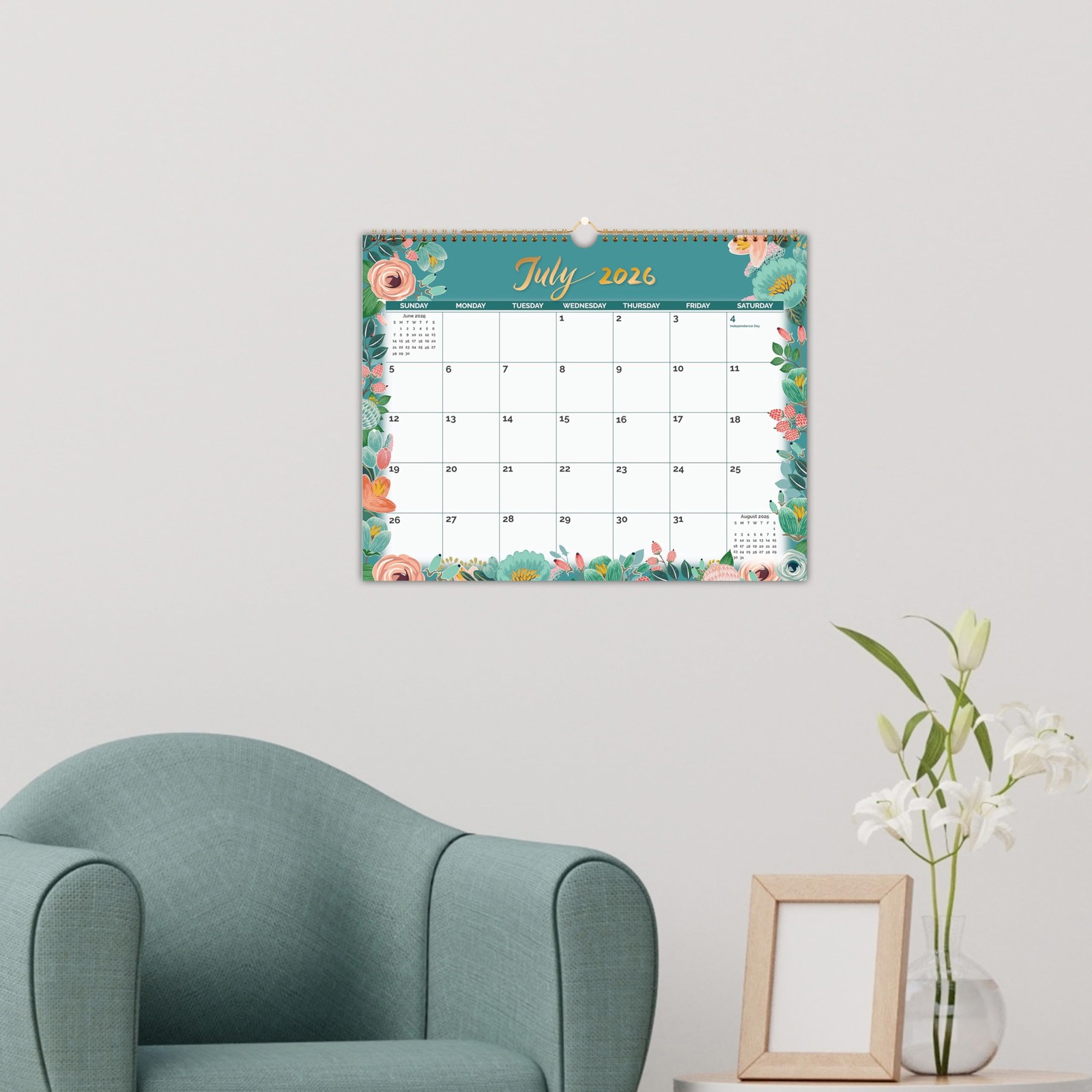 2026 Wall Calendar – 2026 covers 12 Middle(14.8 “x11.4”), gray
