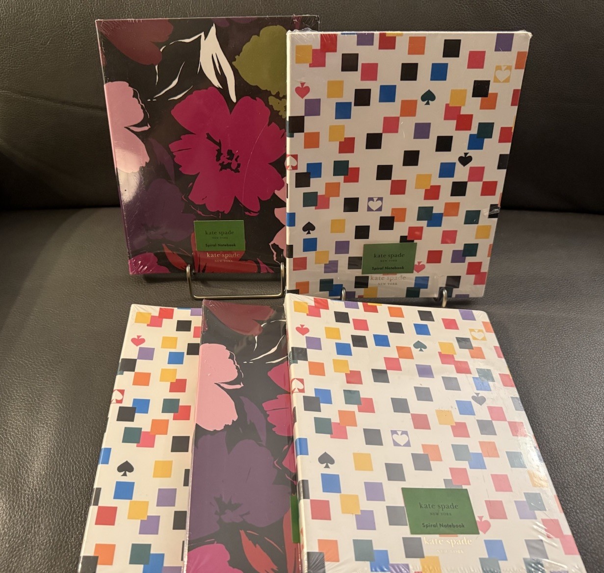 4-NWT Kate Spade New York Semi Concealed Spiral Notebooks 2 Patterns Lined Pages