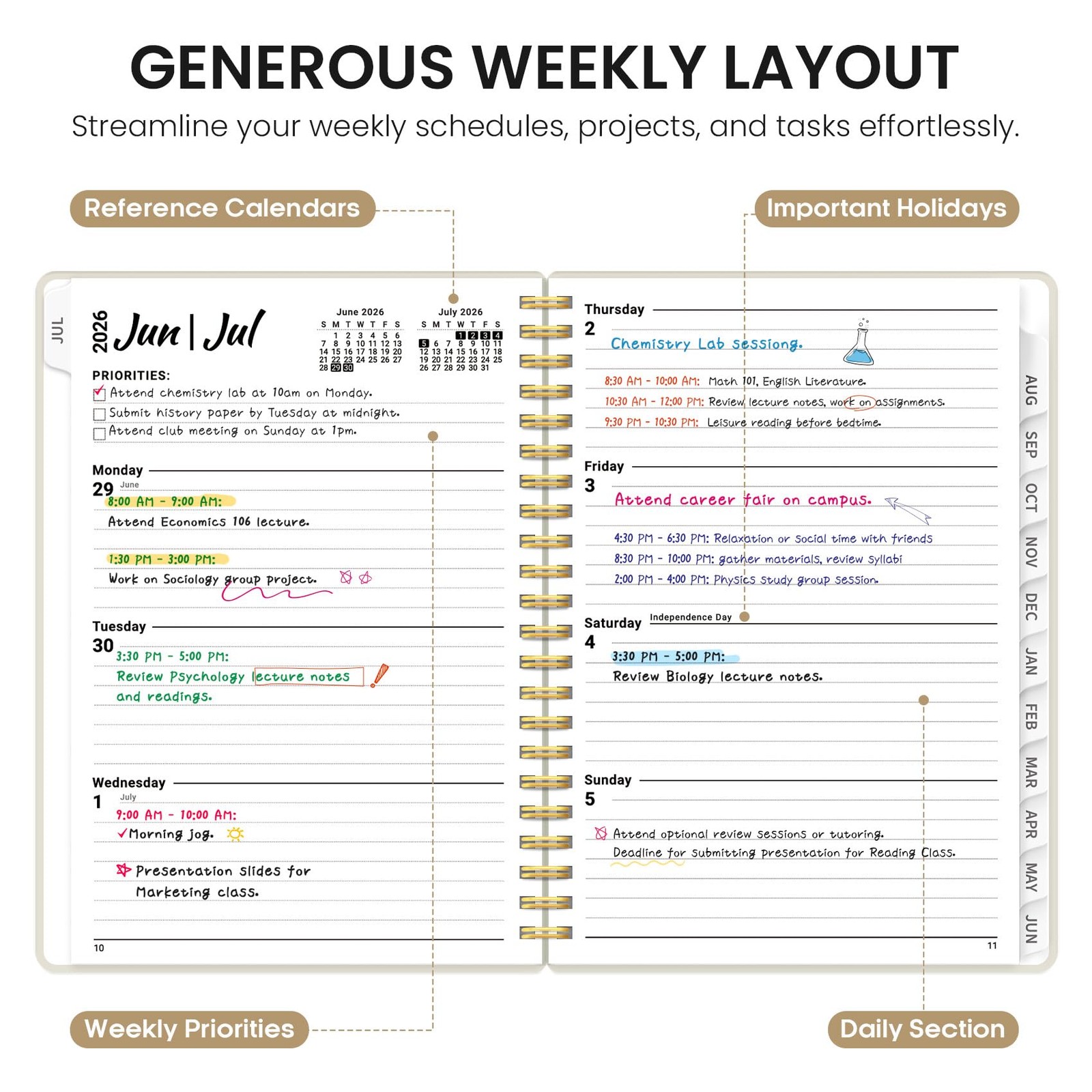 Planner 2026-2027, 6.3″ x 8.5″ Weekly and Monthly Academic Year Planner Calen…