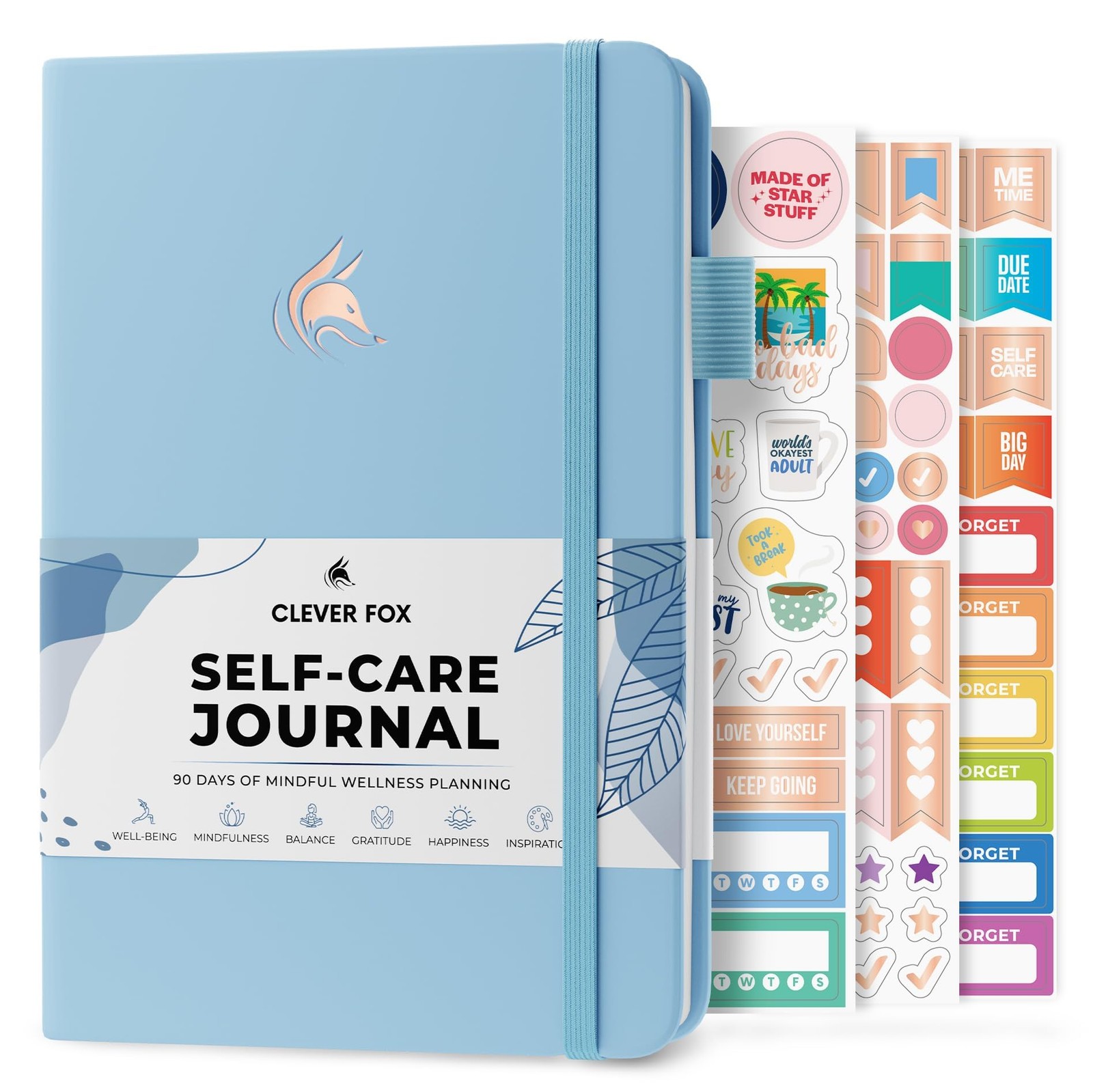 Clever Fox Self-Care Journal – Daily A5 (5.8” x 8.3”), Light Blue