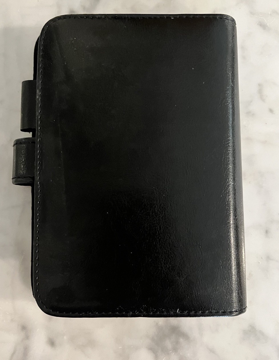 Vintage Day Planner Binder Black Faux Leather Six Rings Organizer 5×7 Desk 90’s