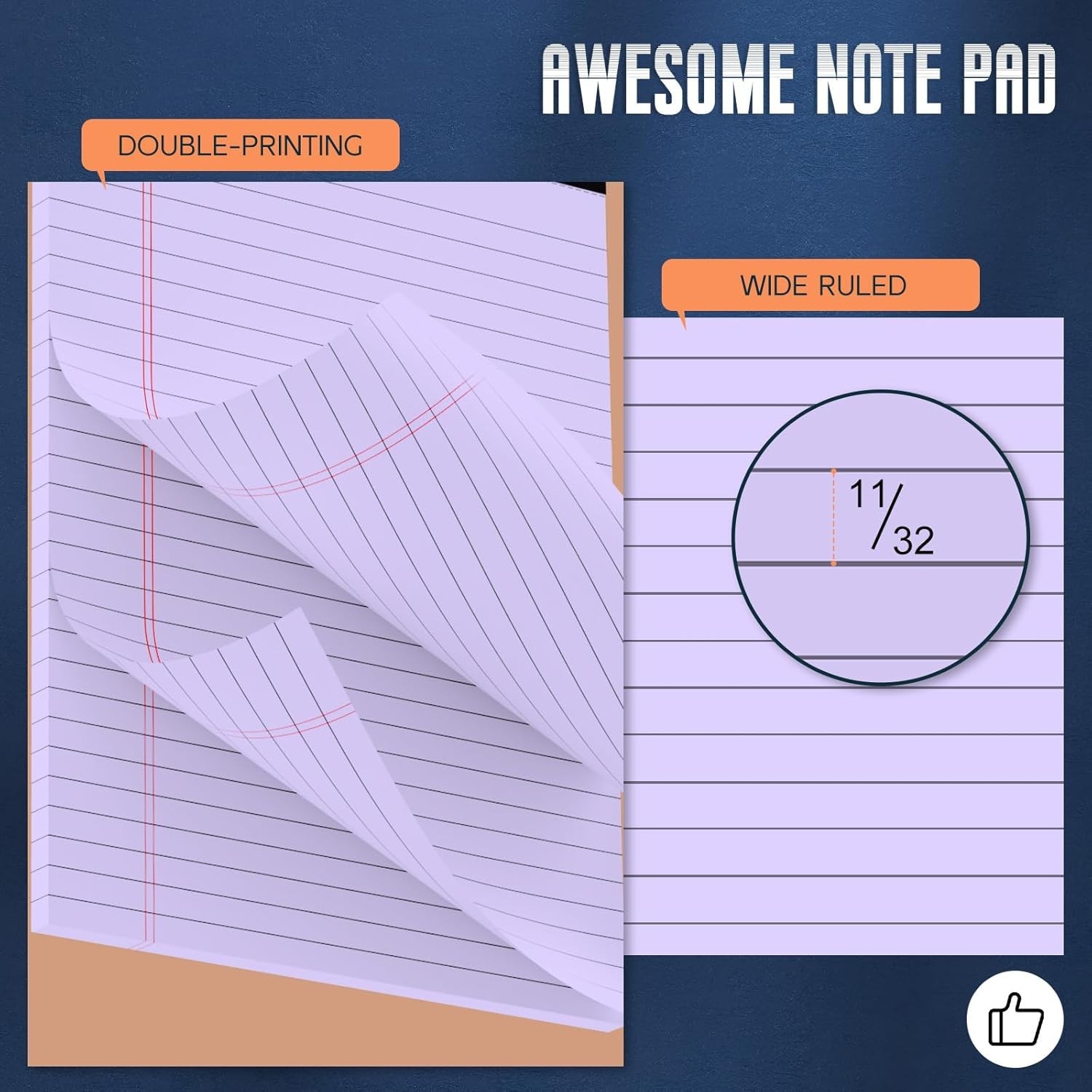 Purple Legal Pad 8.5 x 11 Wide Ruled Note Pads, 3 Pack Notepads 8.5 x 11 Line…