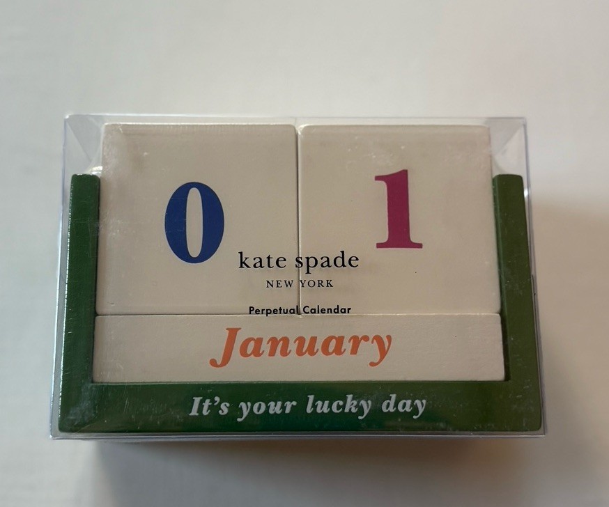 NIB KATE SPADE Perpetual Calendar IT’S YOUR LUCKY DAY Wooden Blocks 6 X4” 🎁