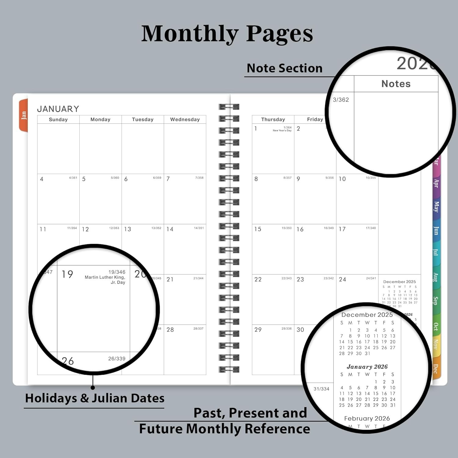 Adult 2026 Planner with Flexible Cover and Monthly Tabs