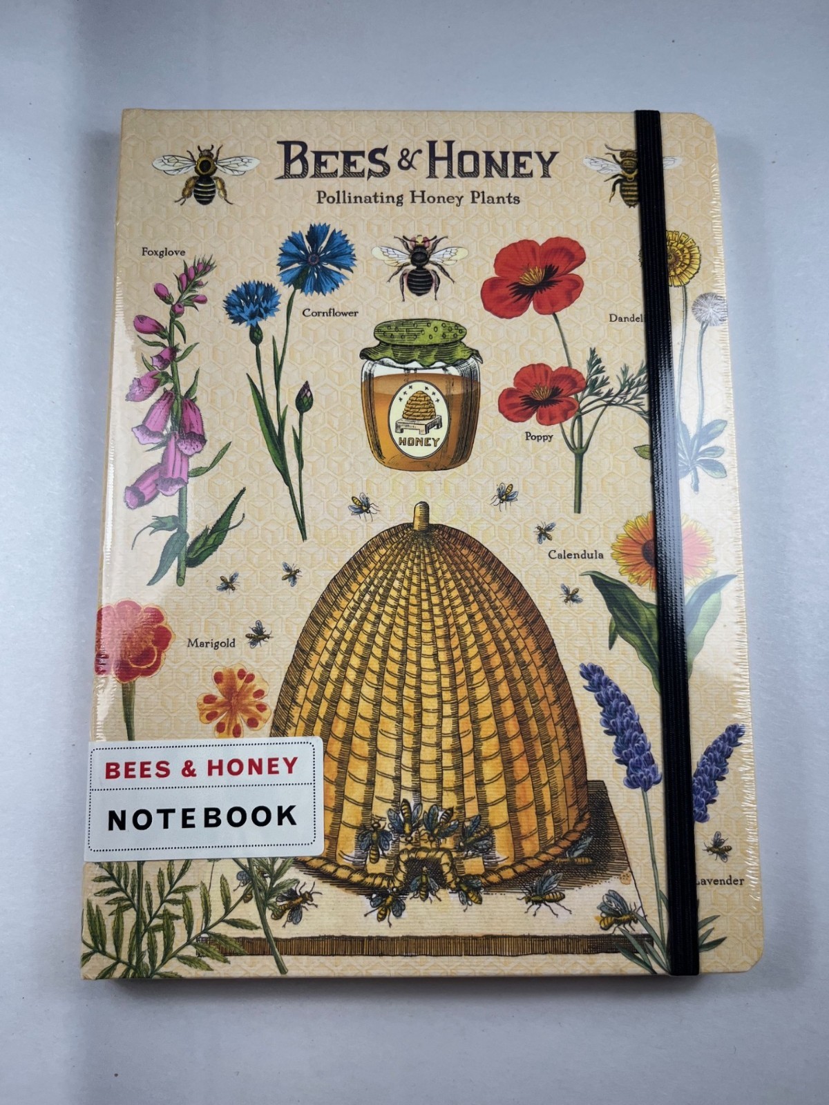 Cavallini & Co. Bees and Honey Large Notebook with elastic closure