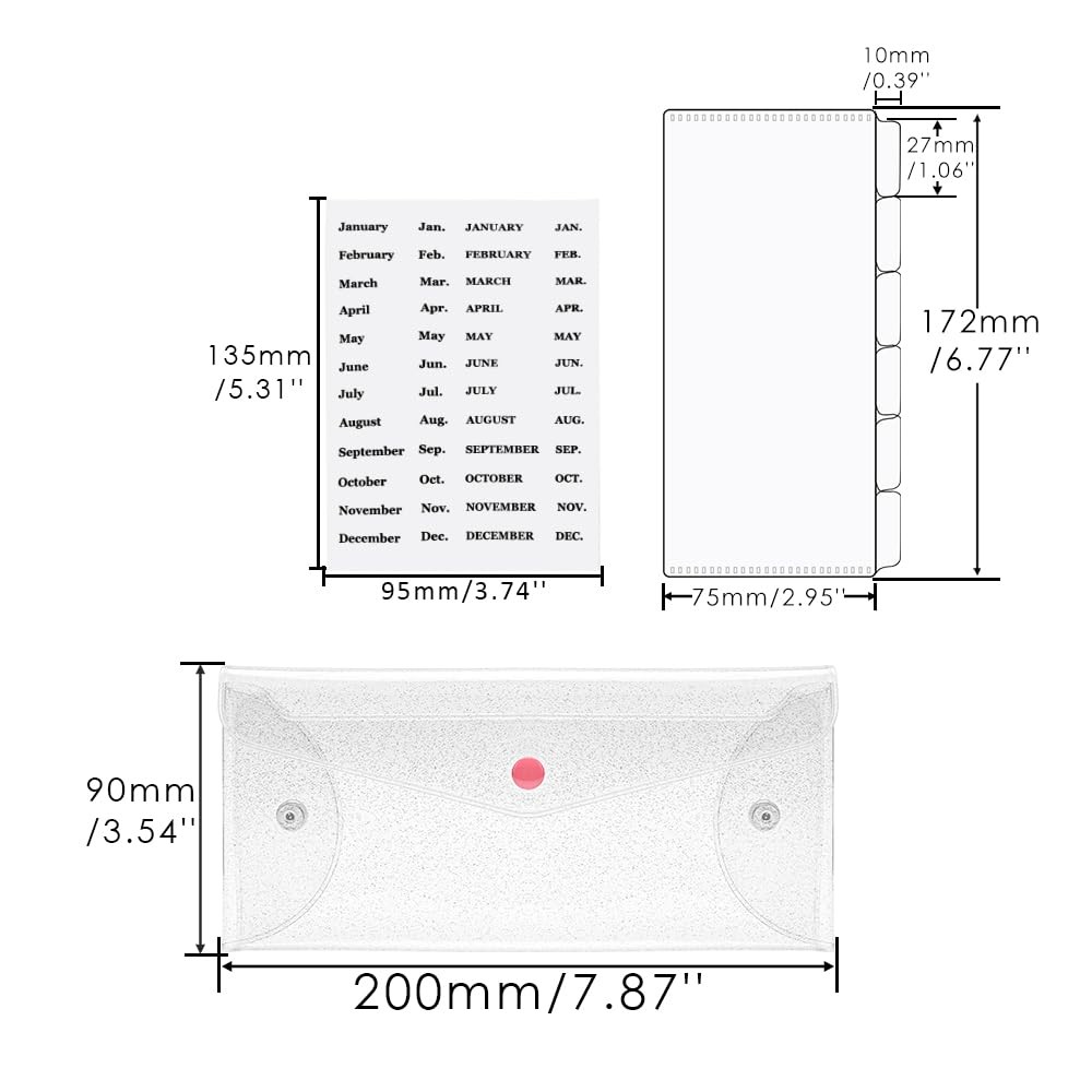 Cash Envelope Wallet PVC Transparent Budget Wallet Money Pocket Dividers Fros…
