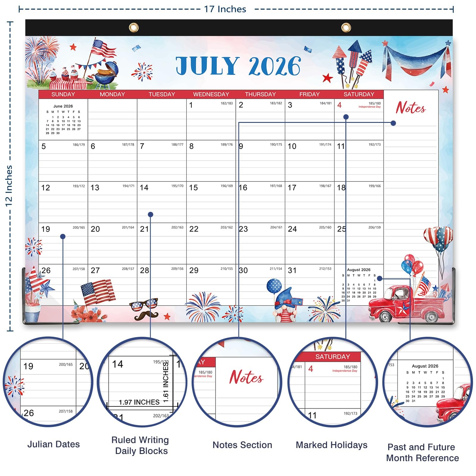 Desk Calendar 2026-2027 – 18 Monthly Large Desk/Wall 17″ x 12″, brown