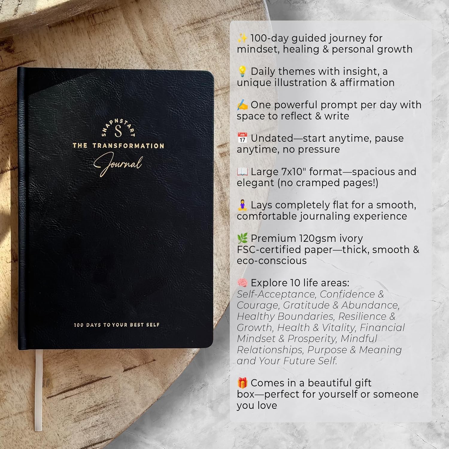 Transformation Journal – 100-Day Guided | Daily Prompts for Black