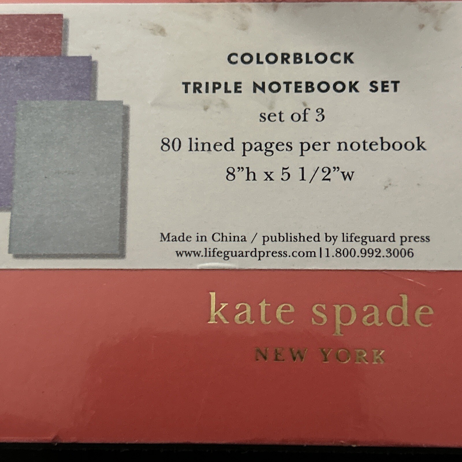NWT Kate Spade Colorblock Triple Notebook Set 80pp. Each Journals