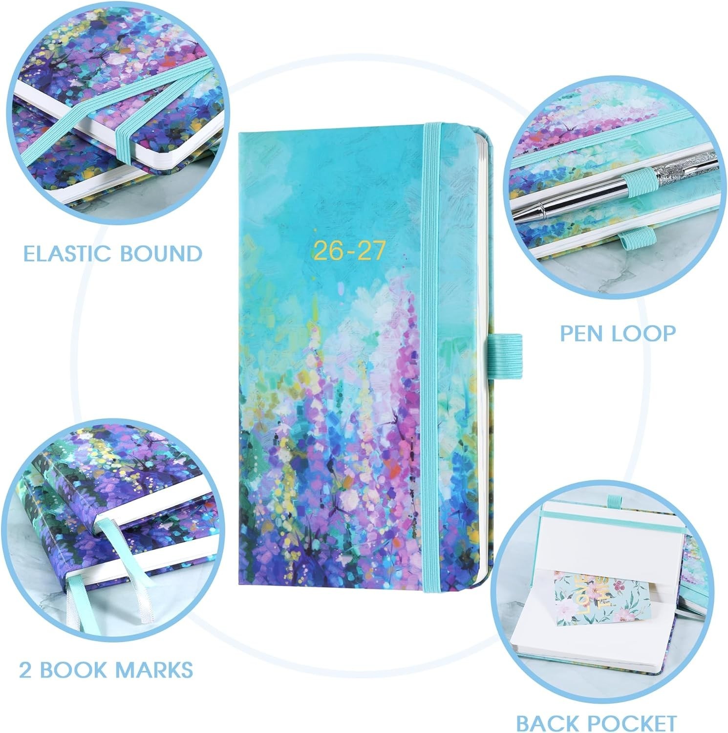 2026 Pocket Planner Oil Painting Cover Weekly Monthly Personal Organizer 2025…